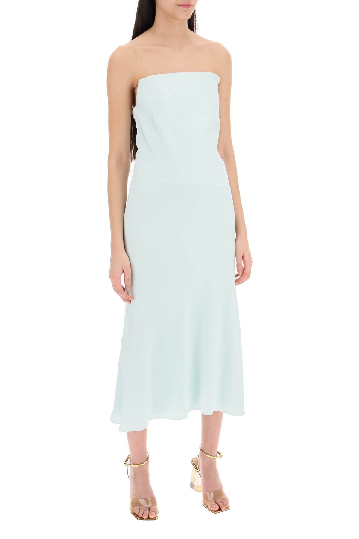 Roland Mouret Strapless Draped Satin Midi Dress image 1