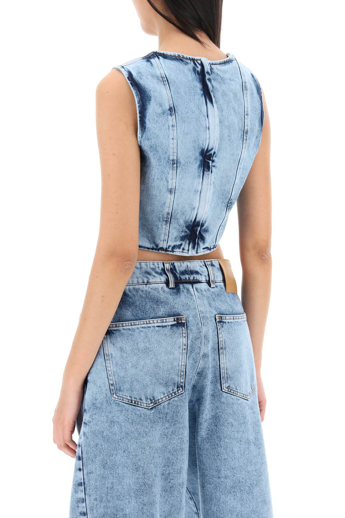 Giuseppe Di Morabito Marbled Denim Bustier Top image 2