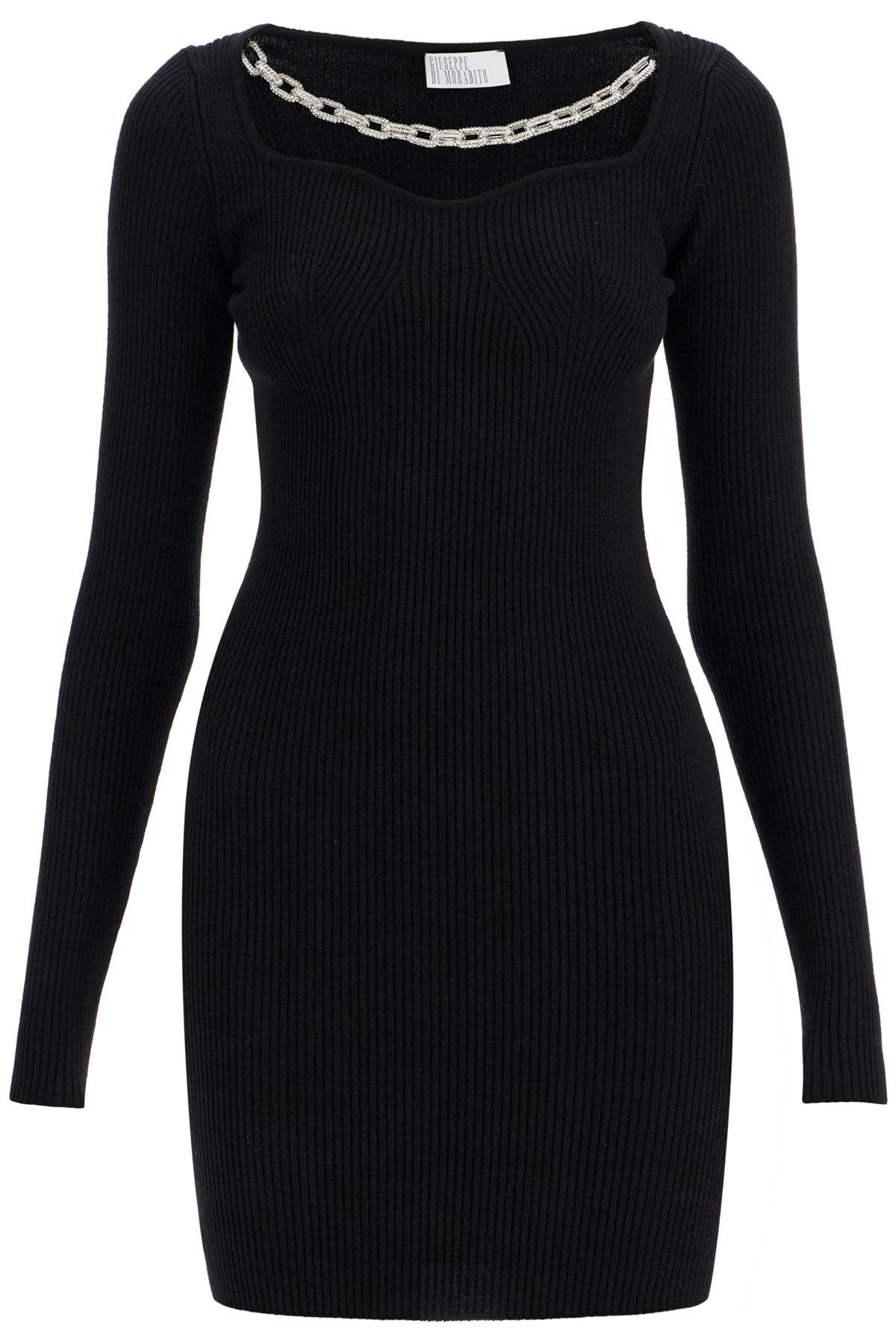 Giuseppe Di Morabito Ribbed Knit Mini Dress with Crystal Chain Detail image 0