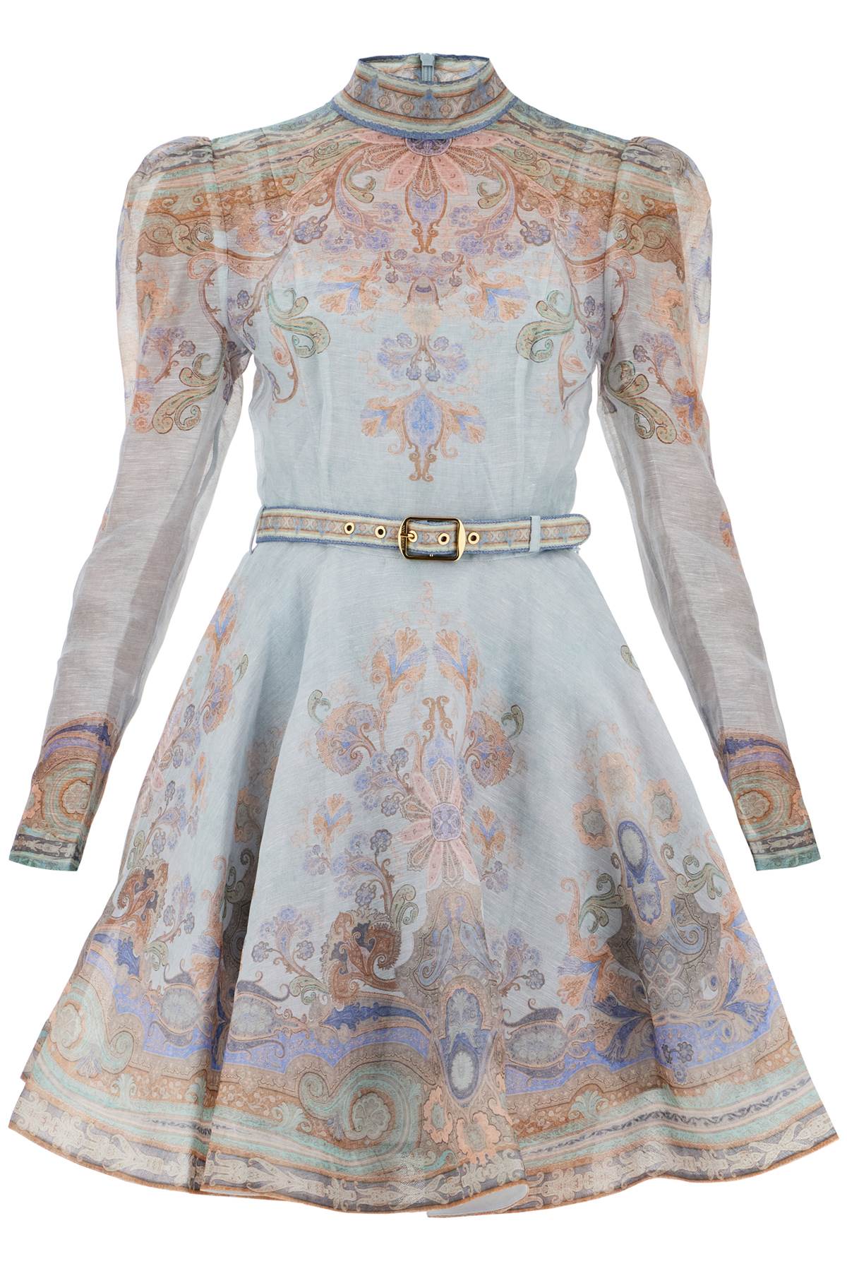 Zimmermann Eden Printed Silk & Linen Mini Dress with Belt image 0