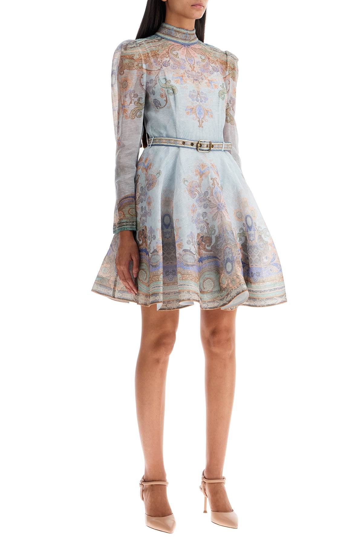 Zimmermann Eden Printed Silk & Linen Mini Dress with Belt image 1