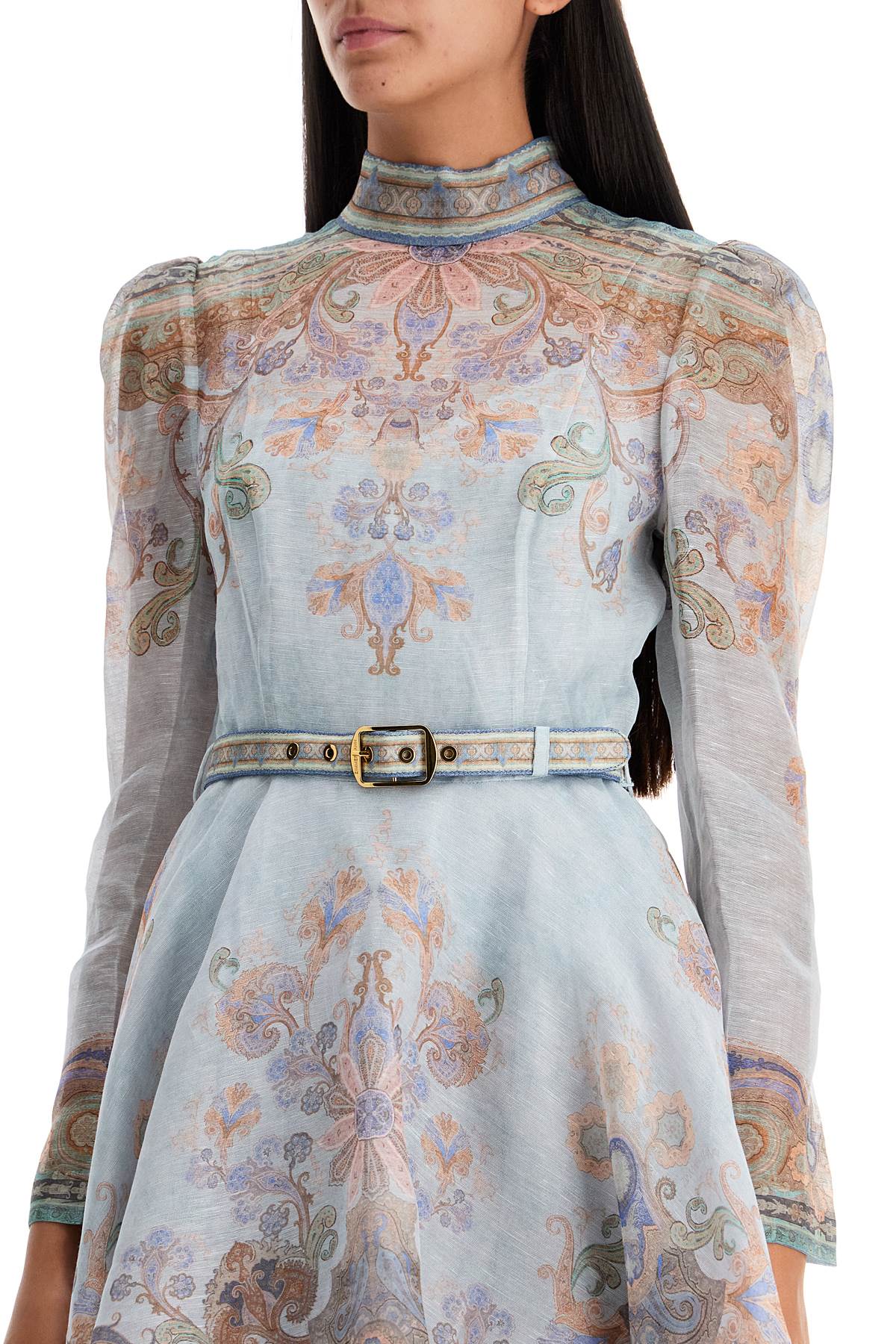 Zimmermann Eden Printed Silk & Linen Mini Dress with Belt image 3