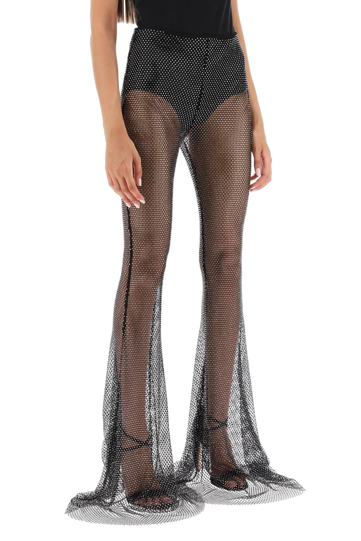 Giuseppe Di Morabito rhinestone-studded fishnet knit pants image 1