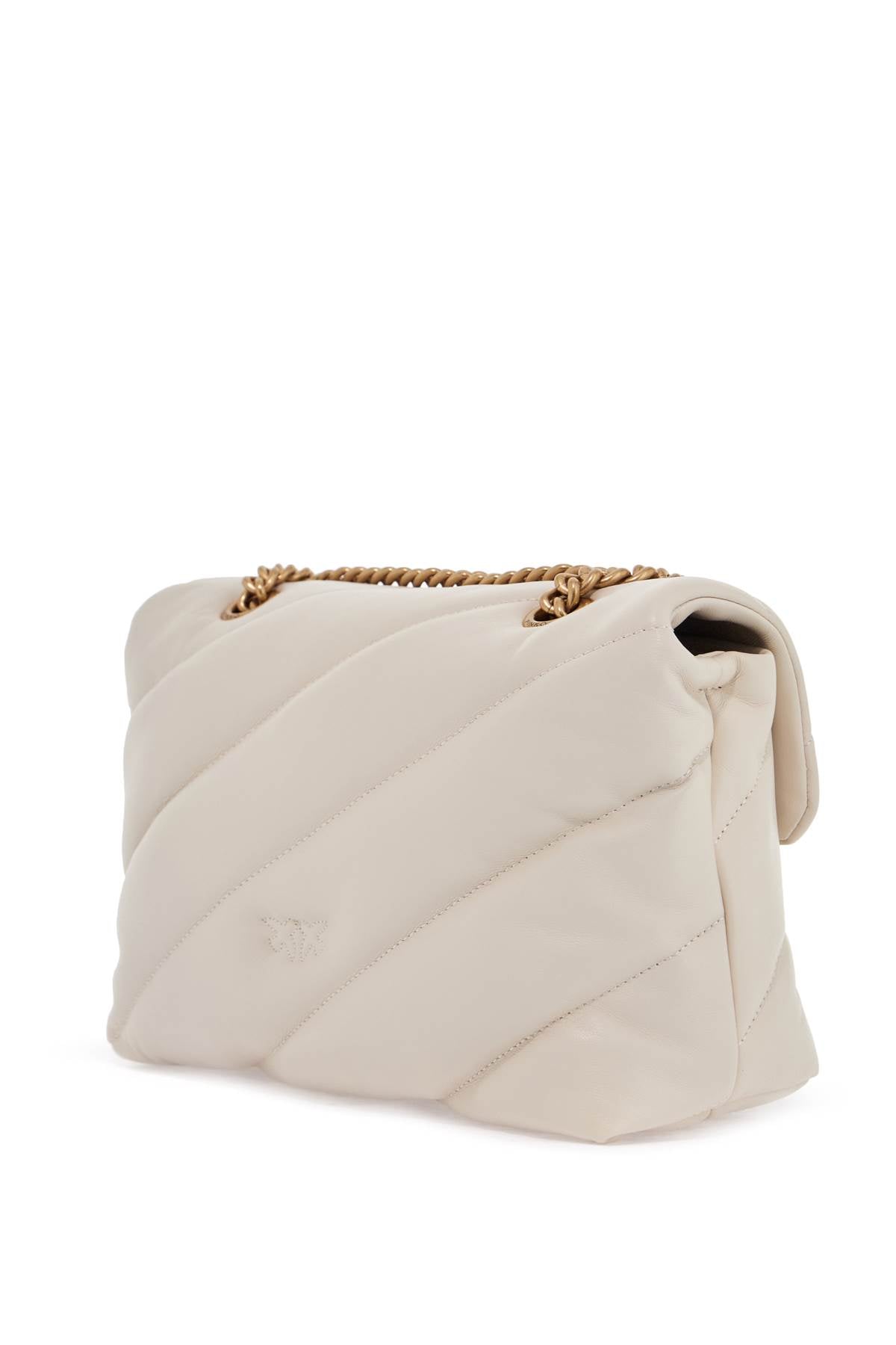 Pinko white silk leather shoulder bag with golden chain image 1