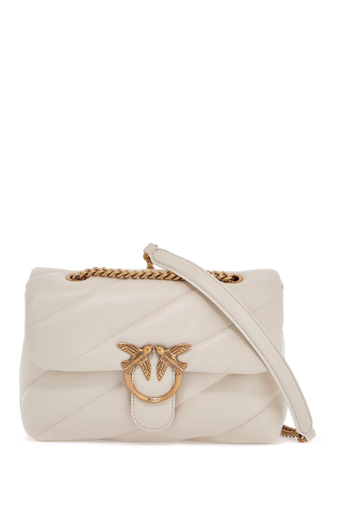 Pinko white silk leather shoulder bag with golden chain image 0