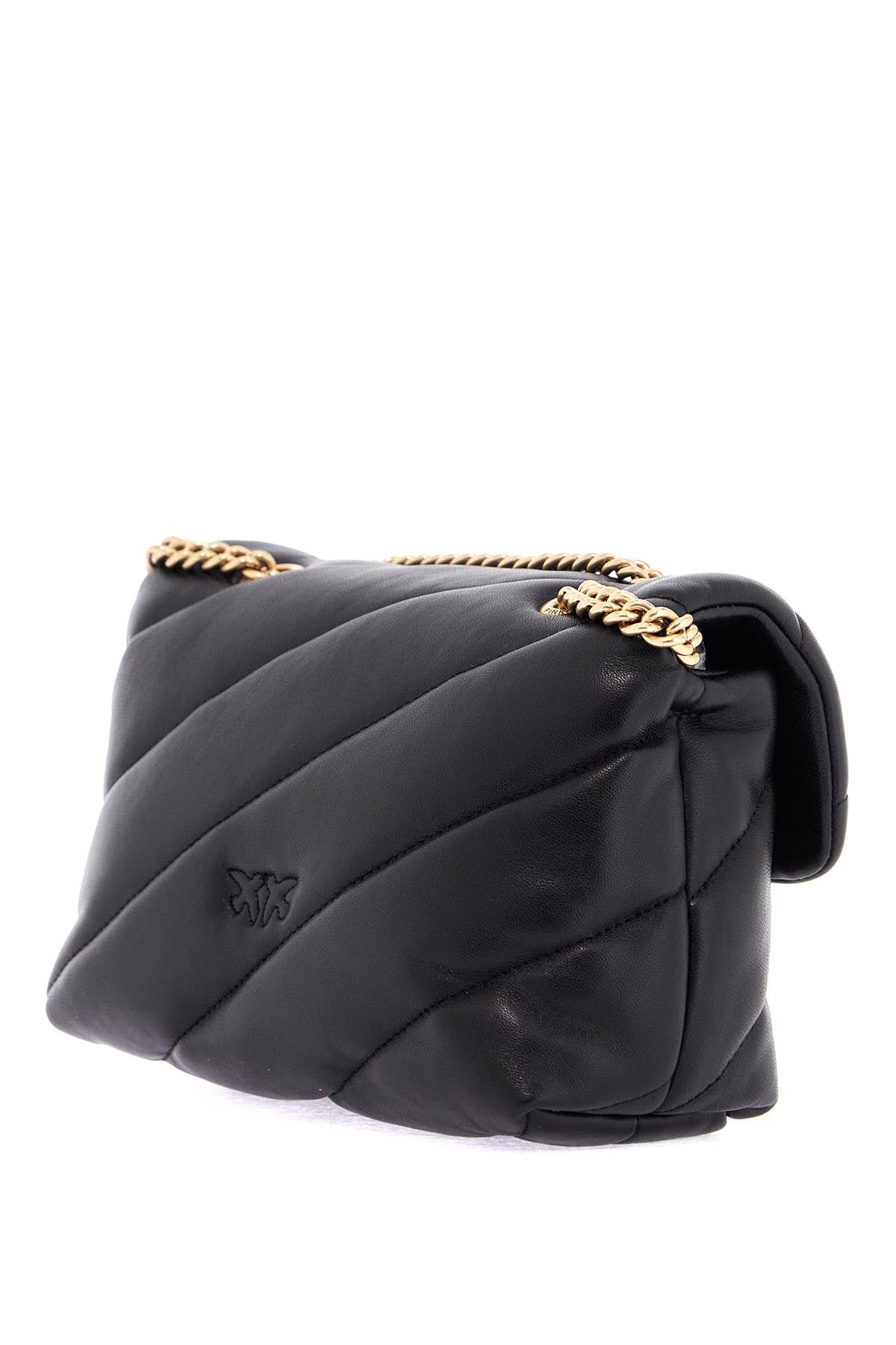 Pinko mini black quilted bag with golden chain love puff image 1