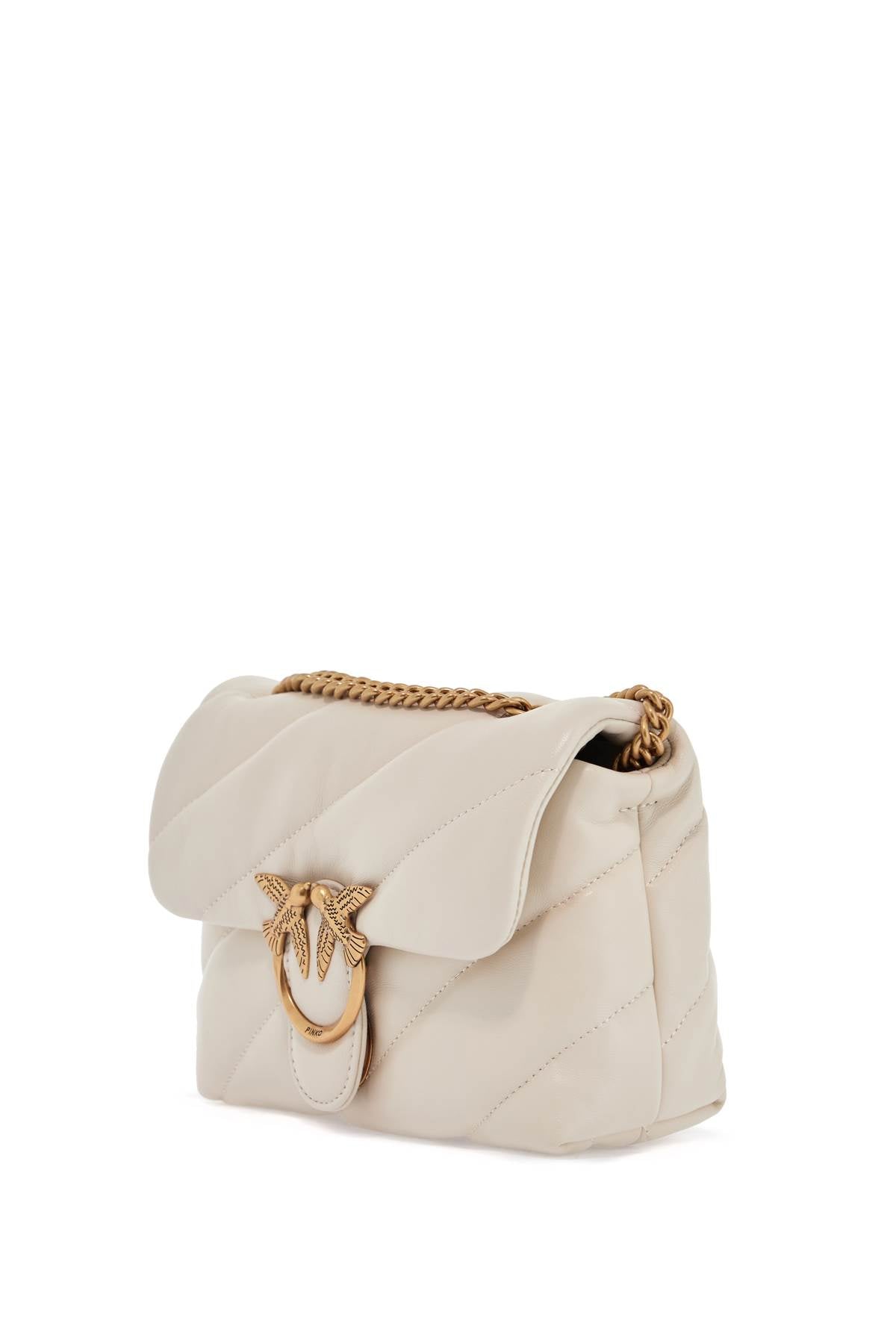 Pinko mini love puff quilted bag white silk chain shoulder image 2