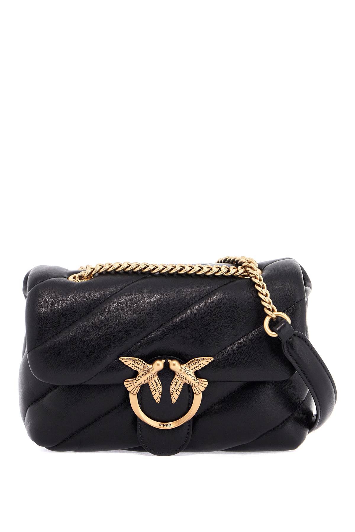 Pinko mini black quilted bag with golden chain love puff image 0