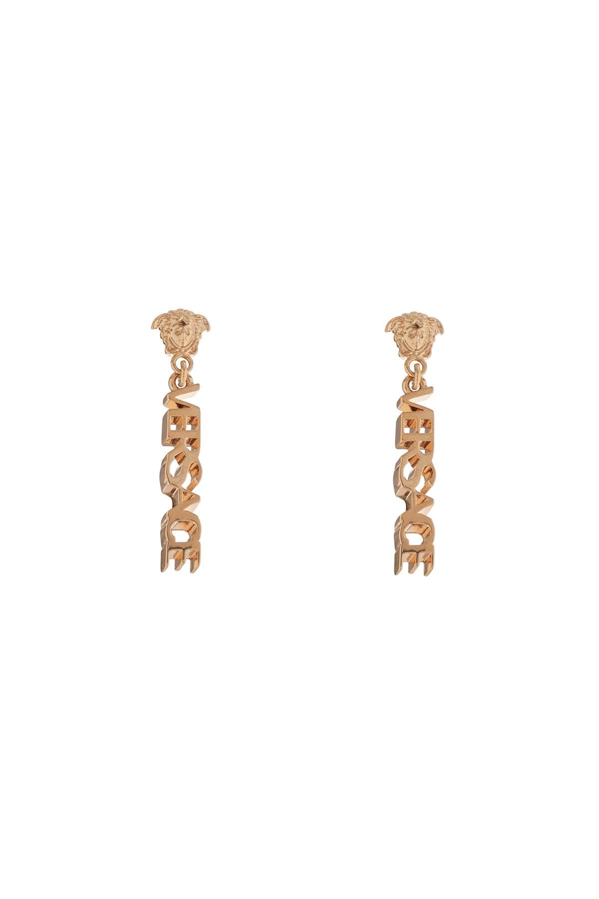 Versace gold metal lion head earrings with three-dimensional effect image 1