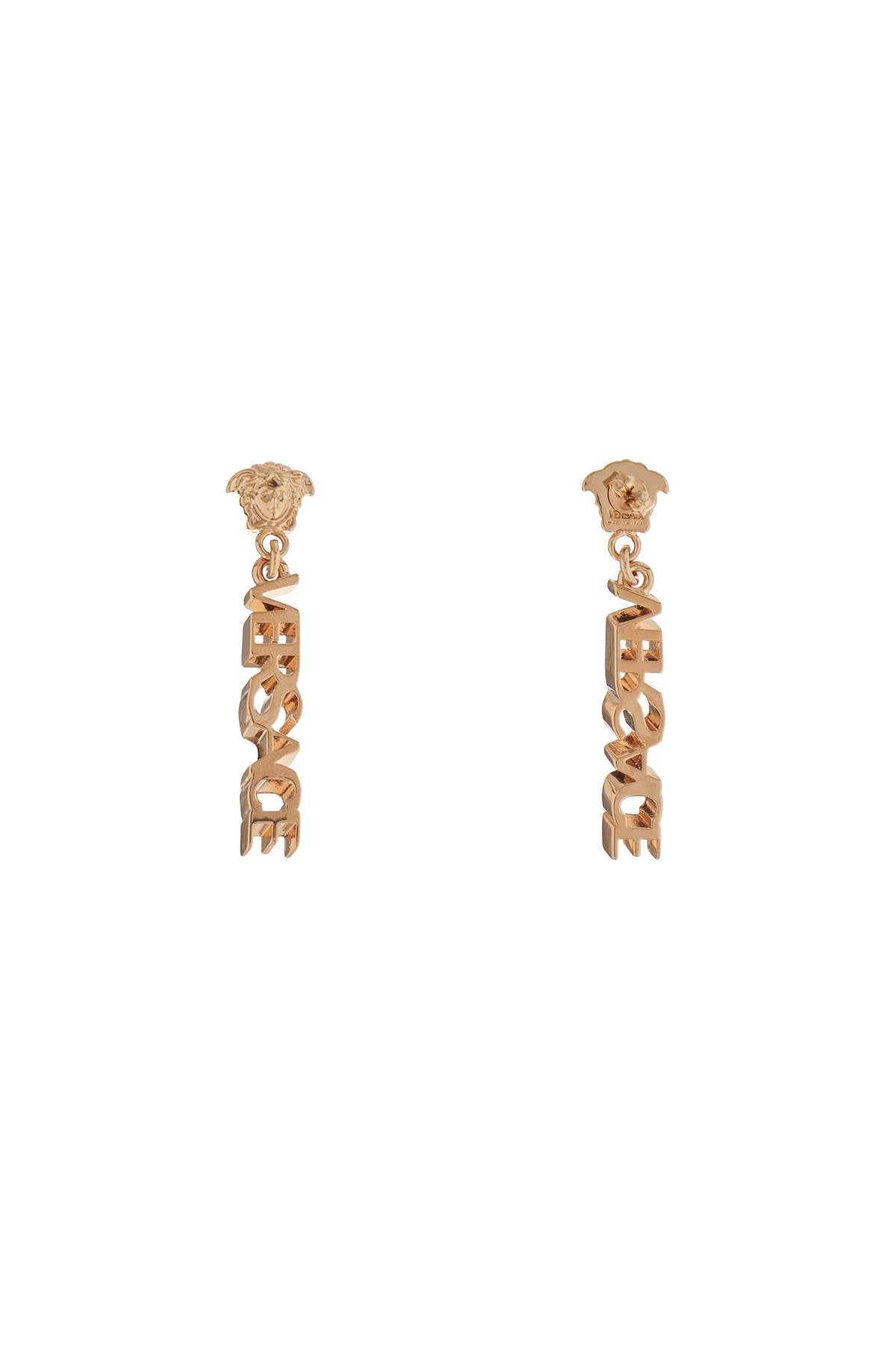 Versace gold metal lion head earrings with three-dimensional effect image 2