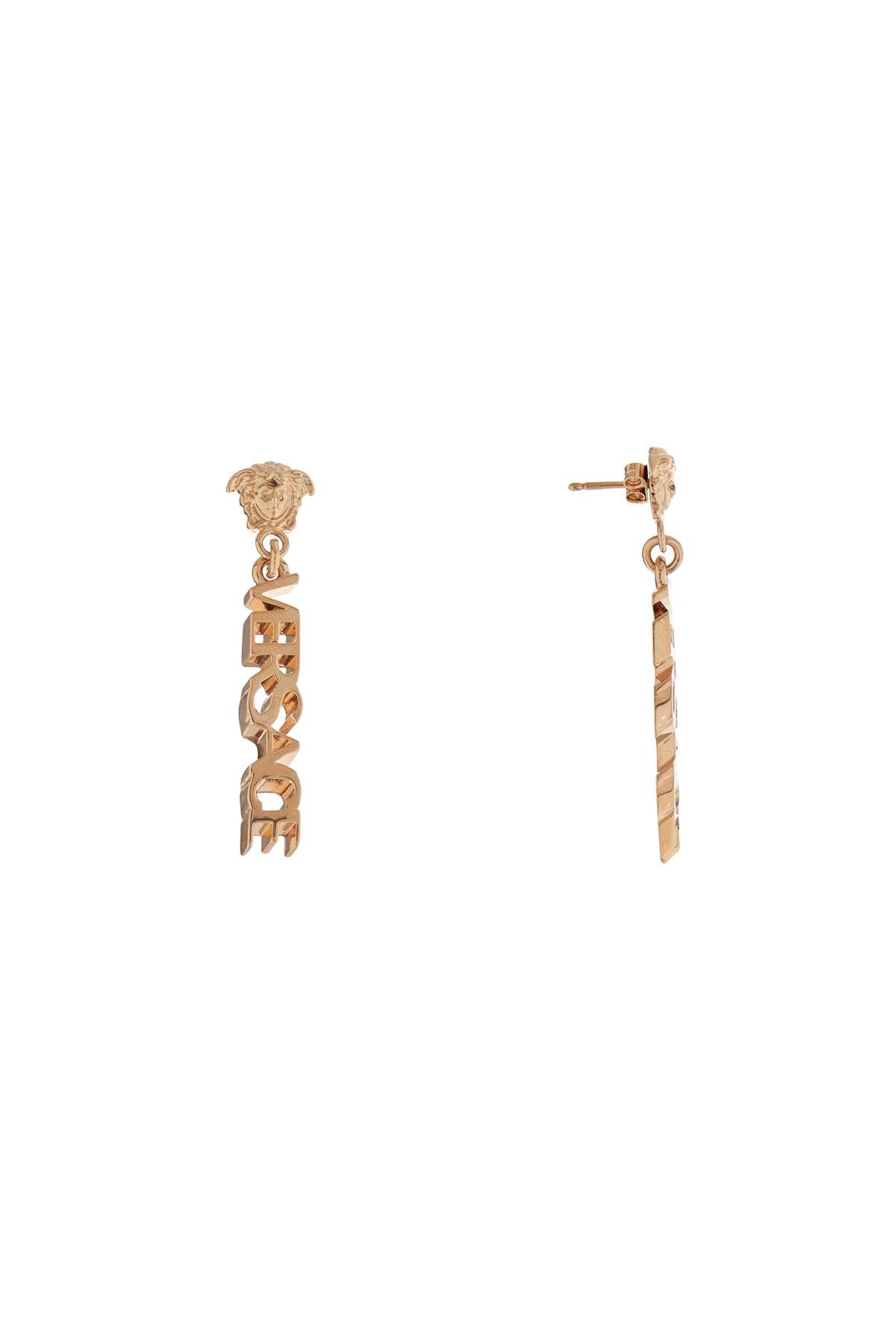 Versace gold metal lion head earrings with three-dimensional effect image 0