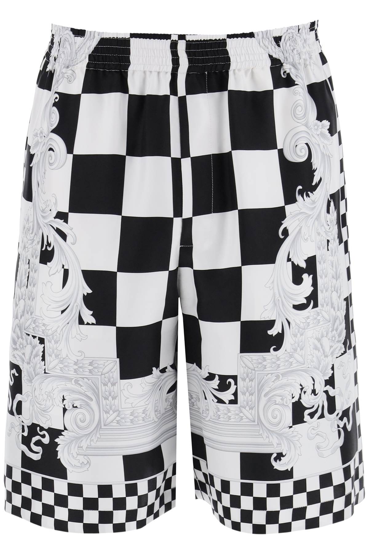 Versace Baroque Damier Silk Bermuda Shorts image 0