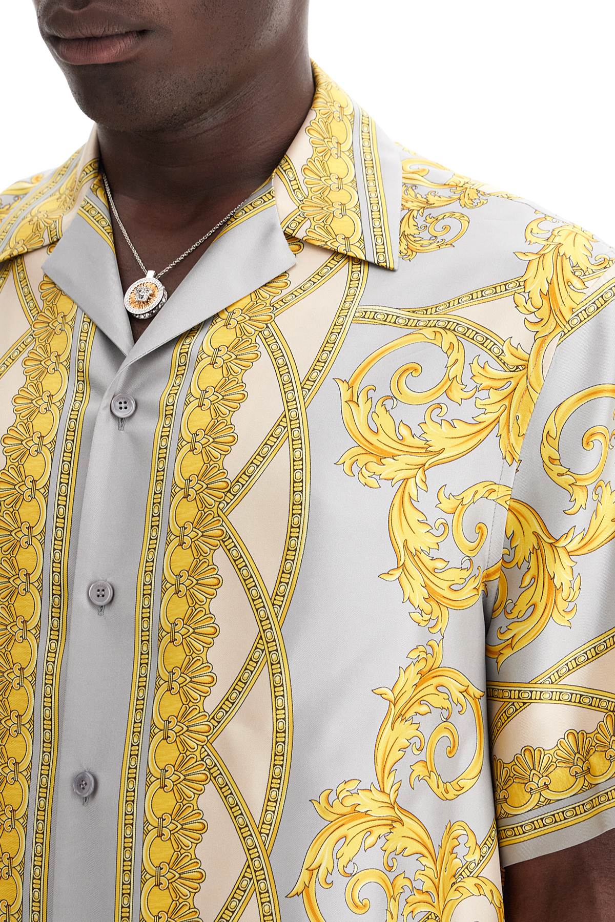 Versace Men's La Coupe des Dieux Printed Silk Bowling Shirt image 3