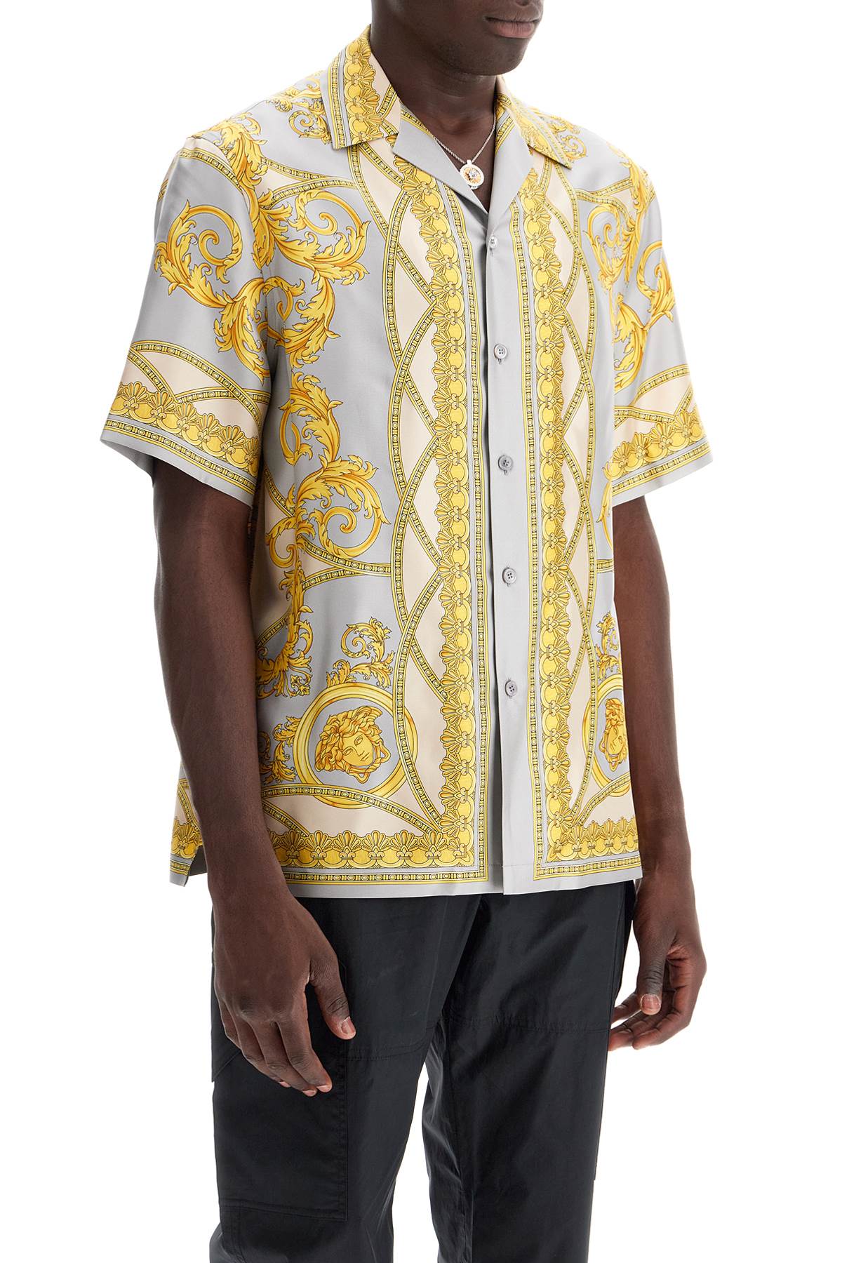 Versace Men's La Coupe des Dieux Printed Silk Bowling Shirt image 1