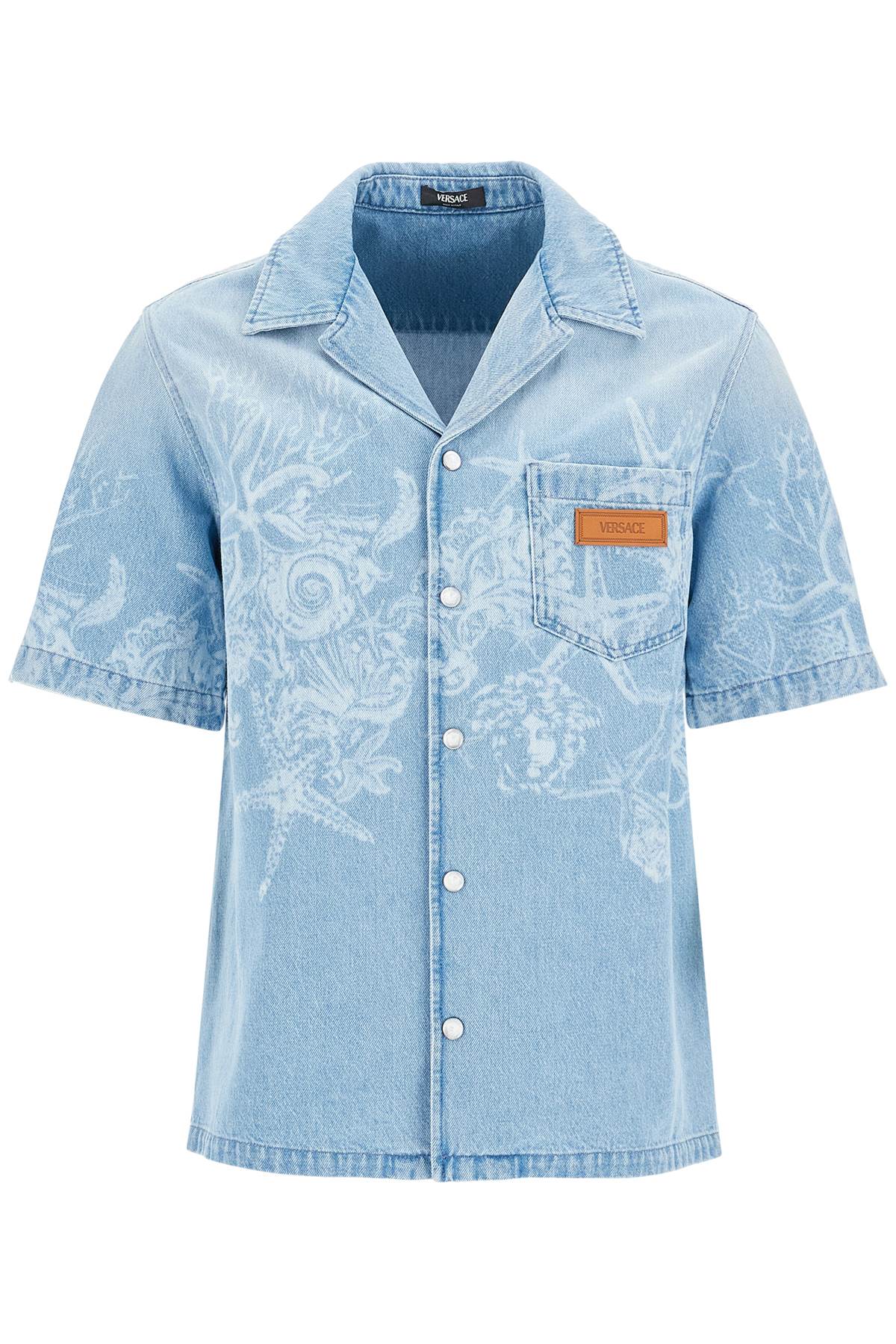 Versace Barocco Sea Denim Shirt: Relaxed Fit, Short Sleeves image 0