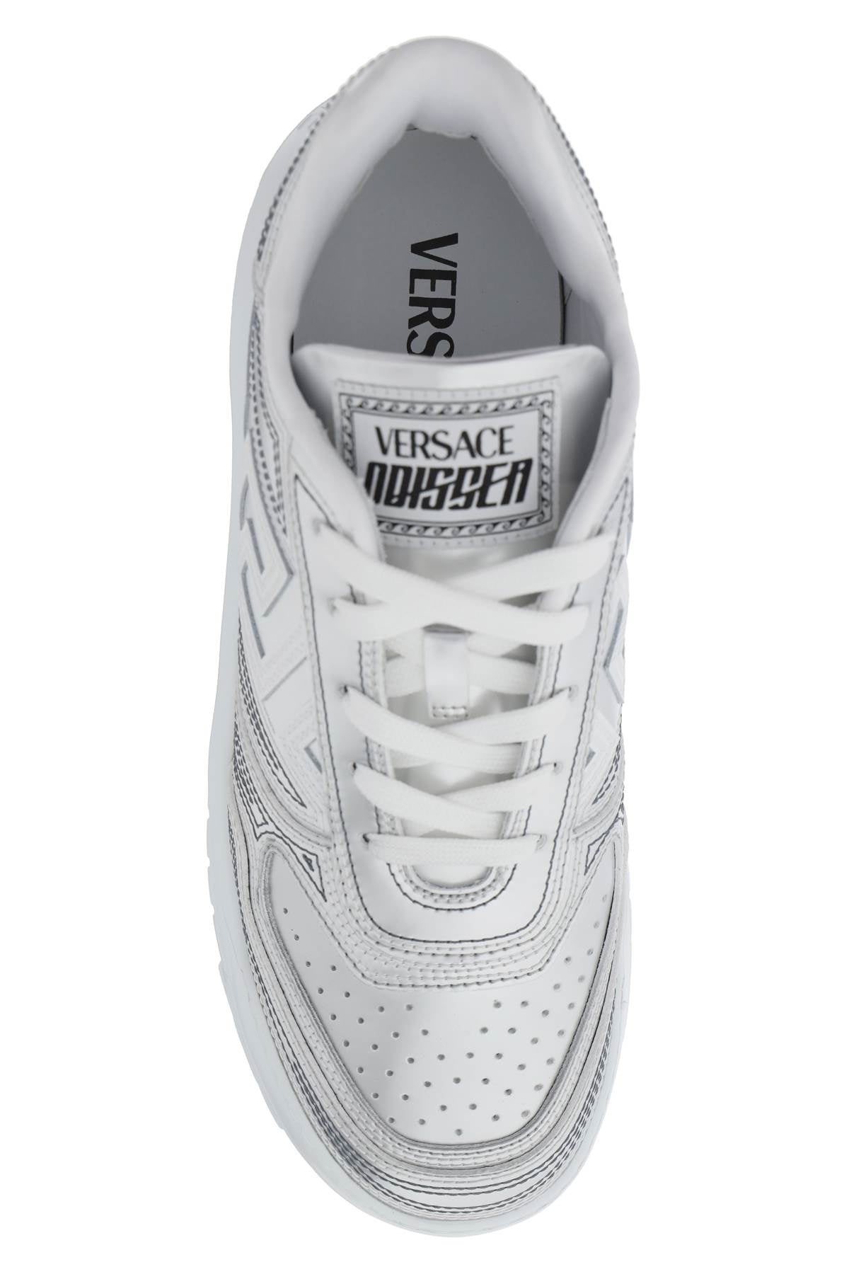 Versace Odissea Greca Metallic Faux Leather Sneakers image 1