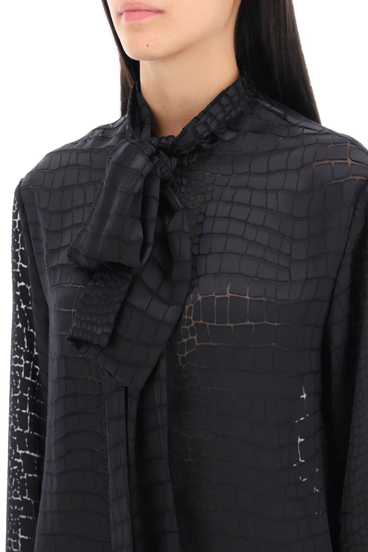 Versace crocodile effect tie-neck shirt image 3