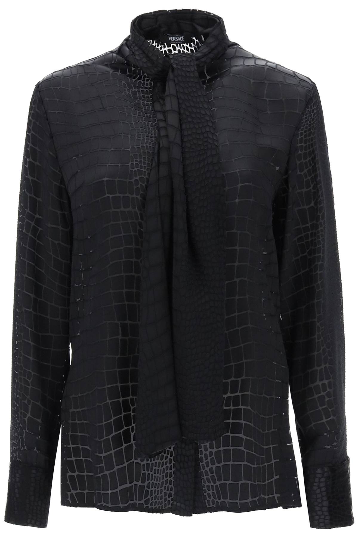 Versace crocodile effect tie-neck shirt image 0