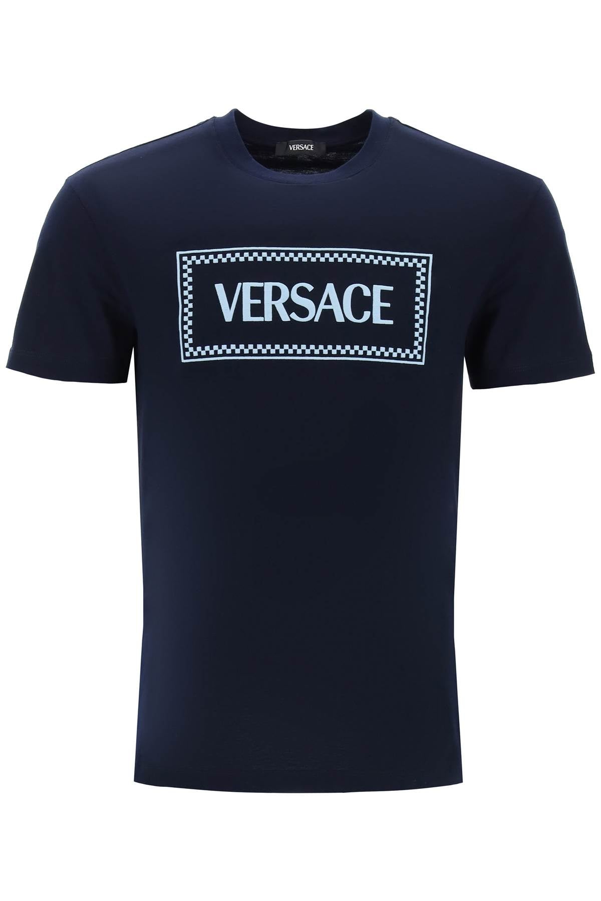 Versace Embroidered Logo Cotton T-Shirt for Men image 0