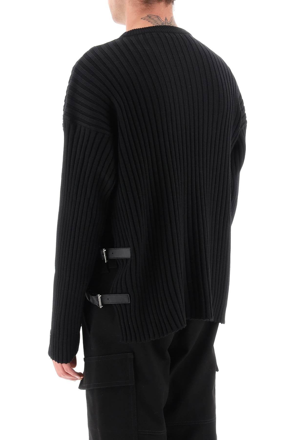 Versace ribbed-knit sweater with leather straps image 2