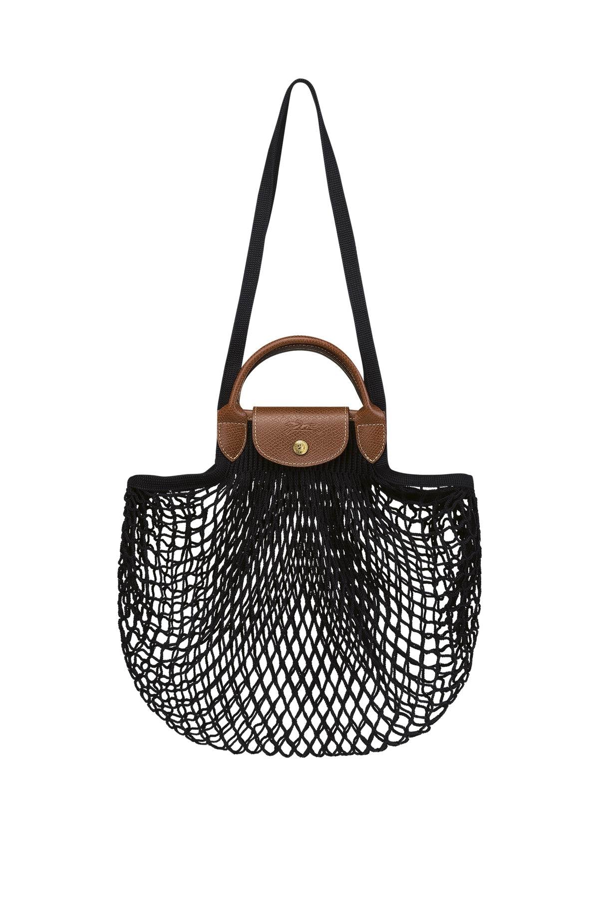 Longchamp Le Pliage Filet: Woven Cotton Tote Bag with Leather Trim image 0