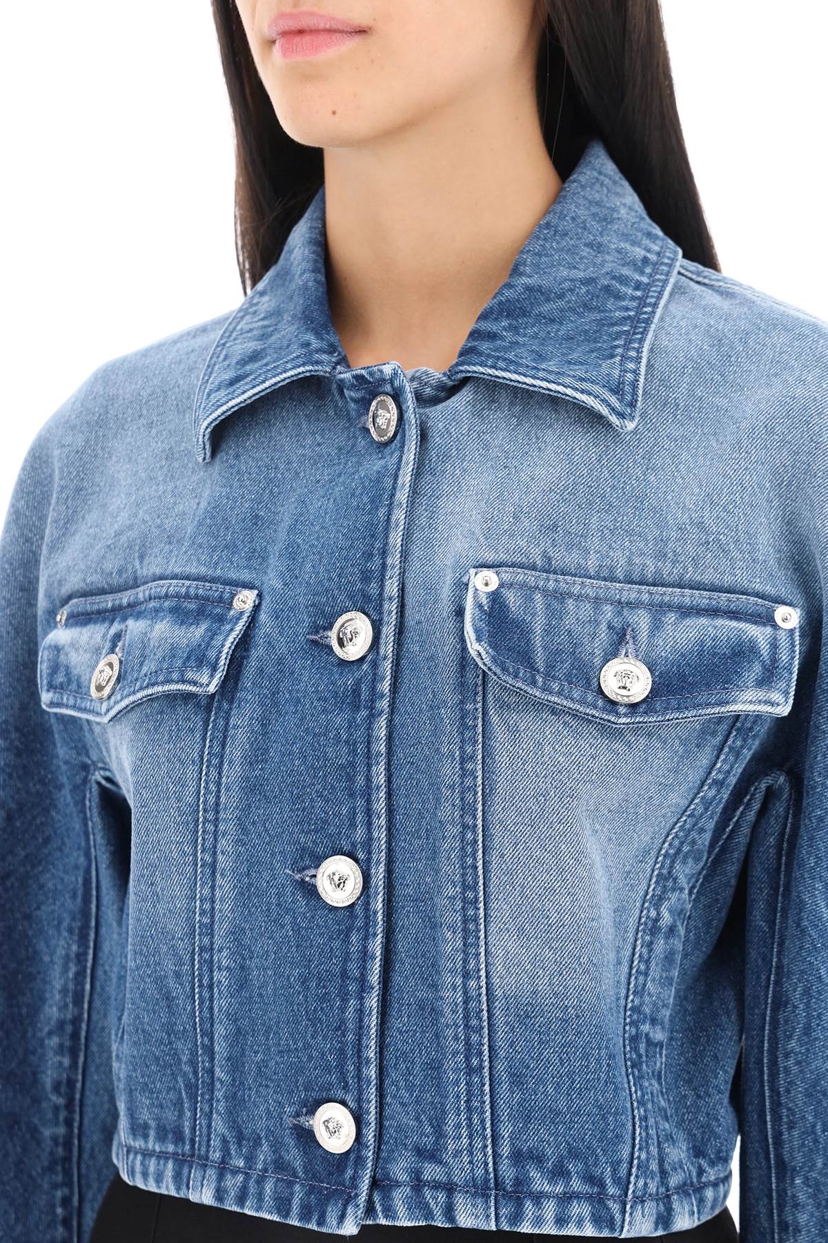 Versace cropped denim jacket image 3