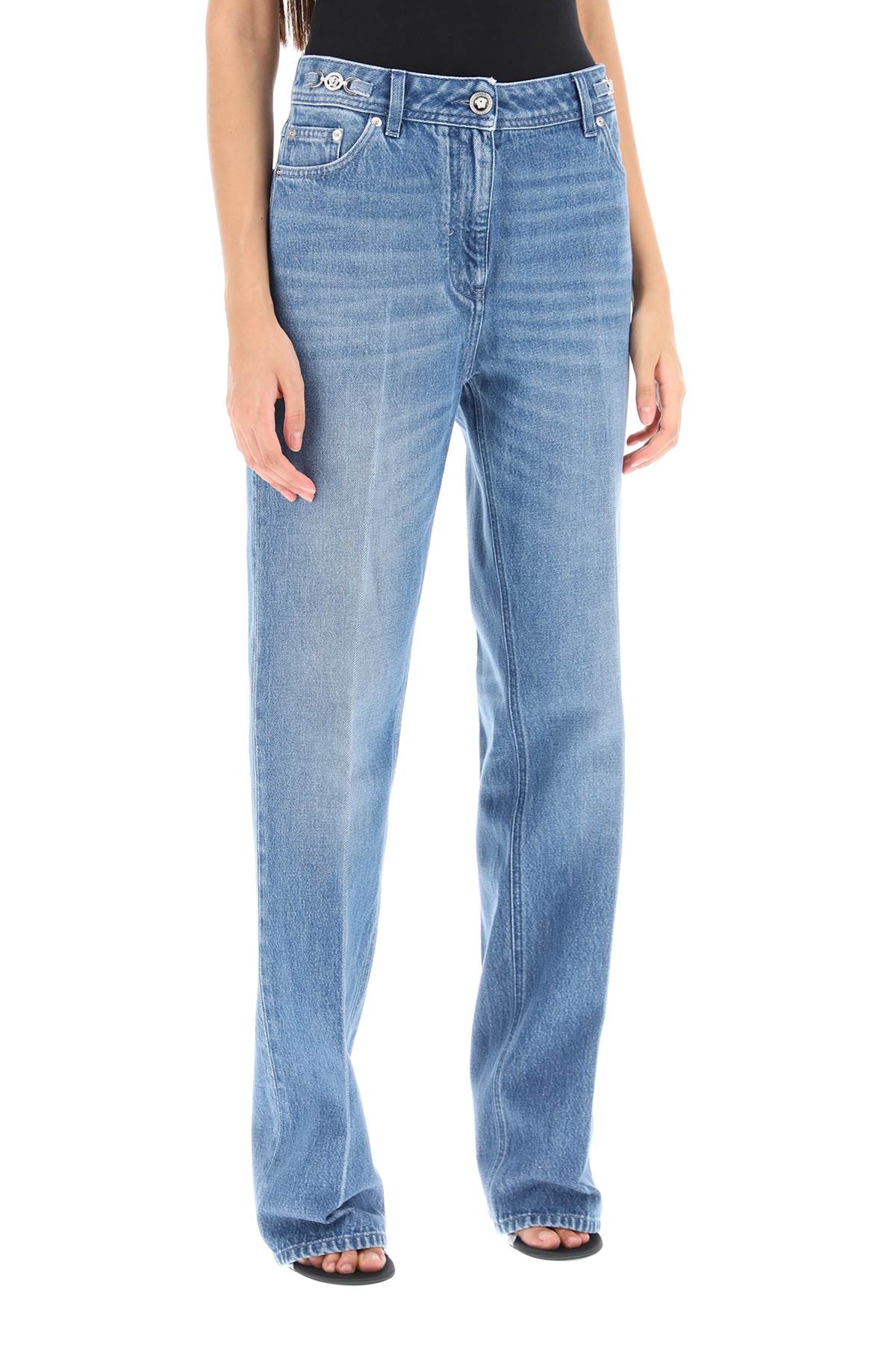 Versace Boyfriend Jeans with Tailored Crease and Medusa Detail image 1