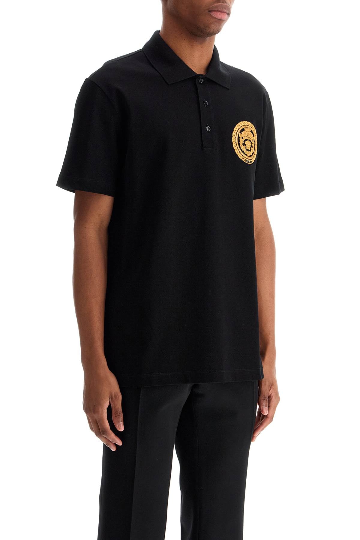 Versace Men's Chain Crest Cotton Pique Polo Shirt image 1