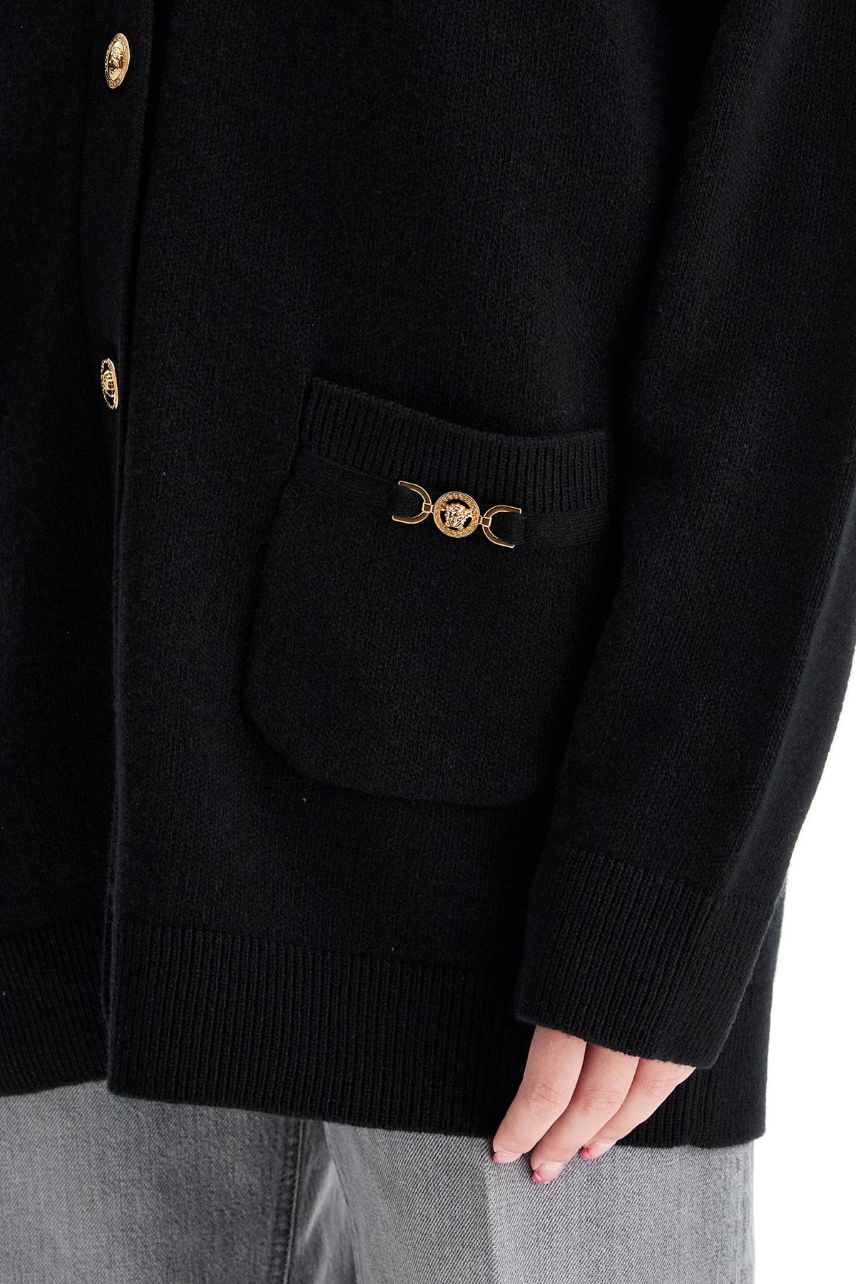 Versace Boxy Wool & Cashmere Cardigan with Medusa '95 Detail image 3