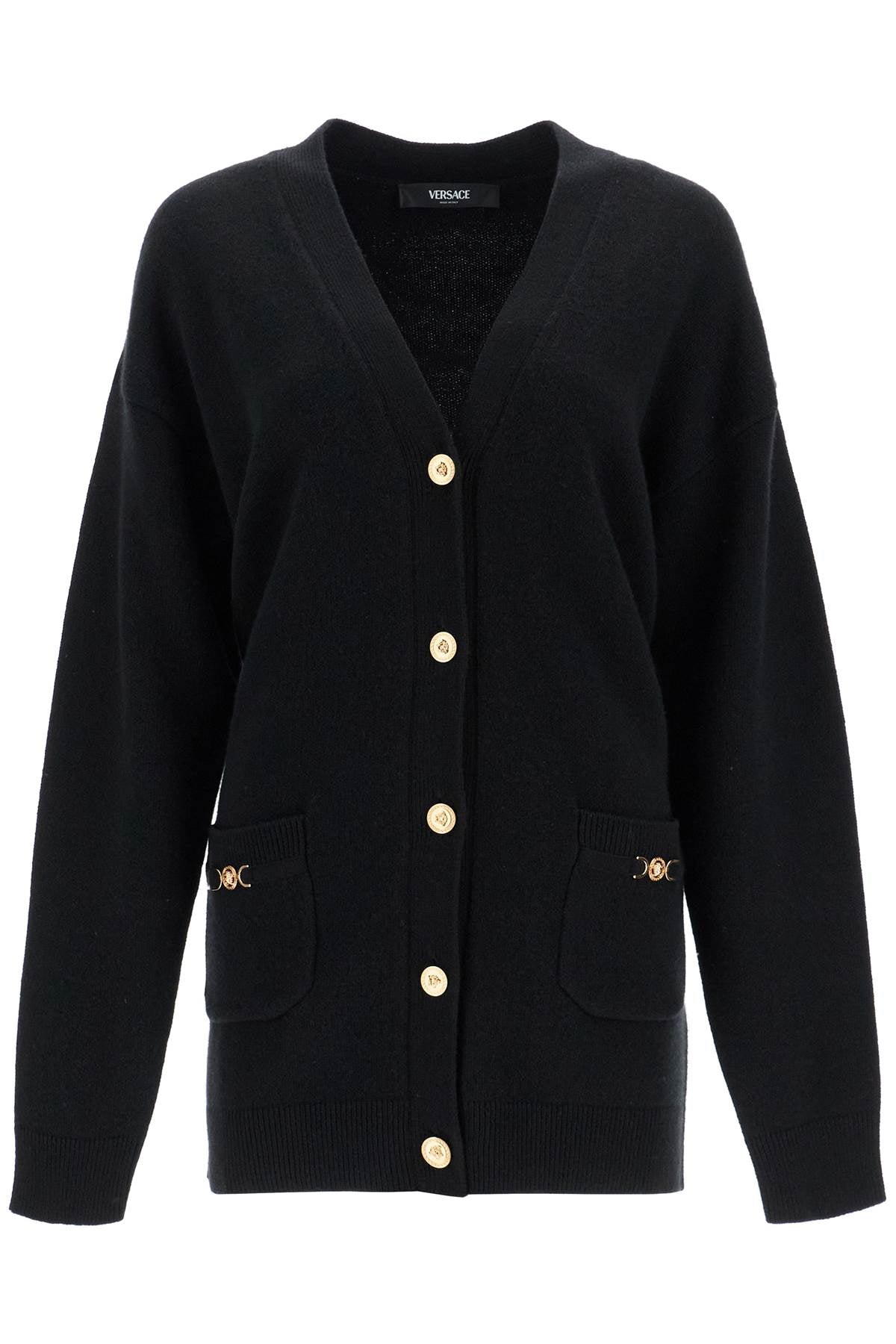 Versace Boxy Wool-Cashmere Cardigan with Medusa Detail image 0