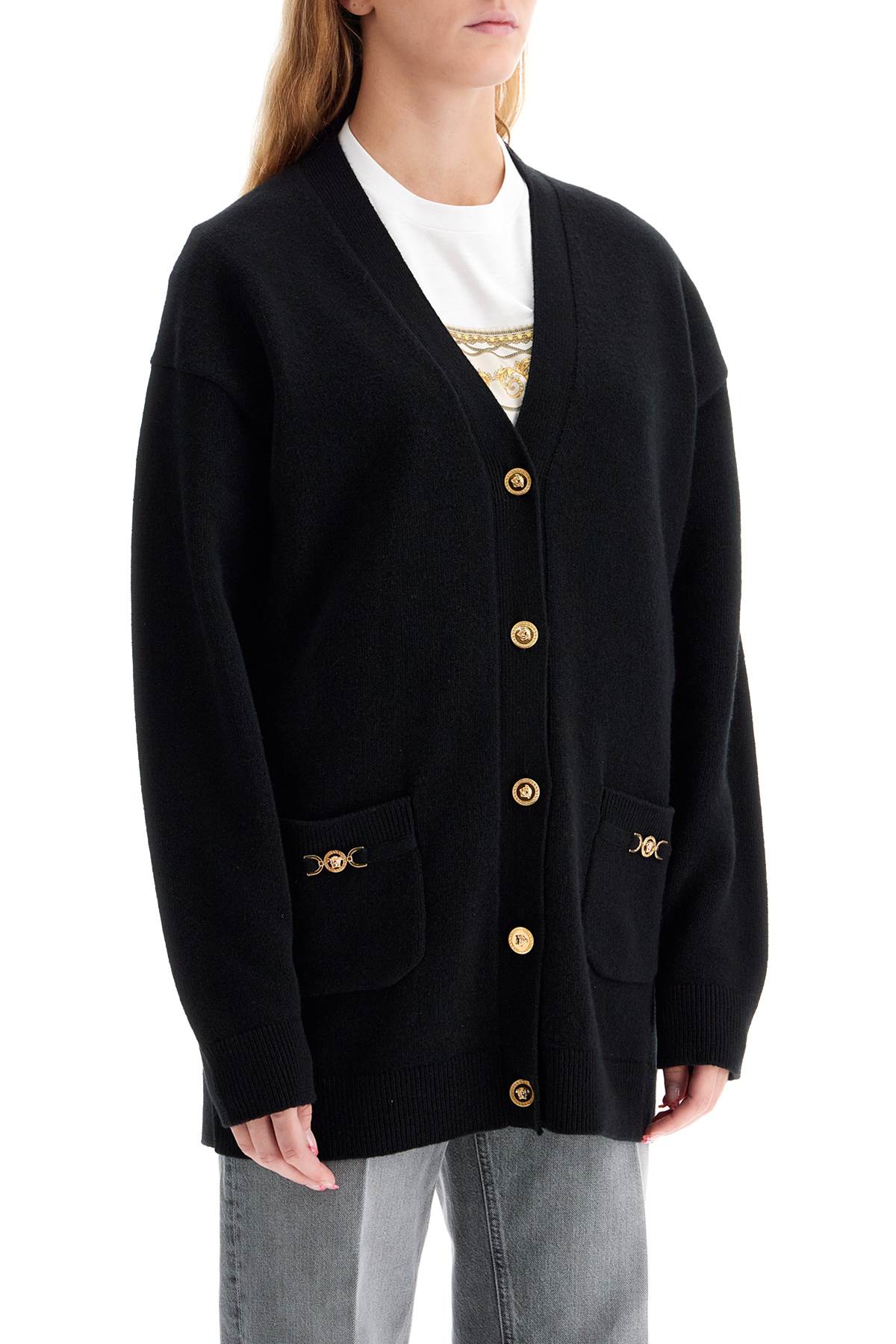 Versace Boxy Wool & Cashmere Cardigan with Medusa '95 Detail image 1