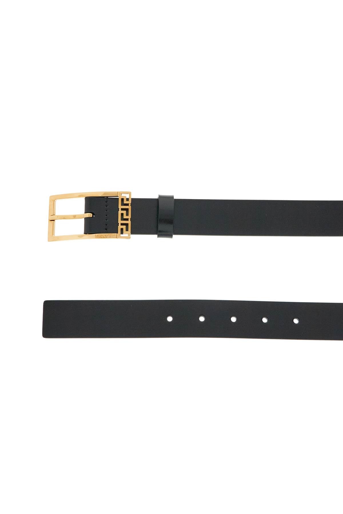 Versace black brushed calfskin belt 30 mm with geometric buckle image 1