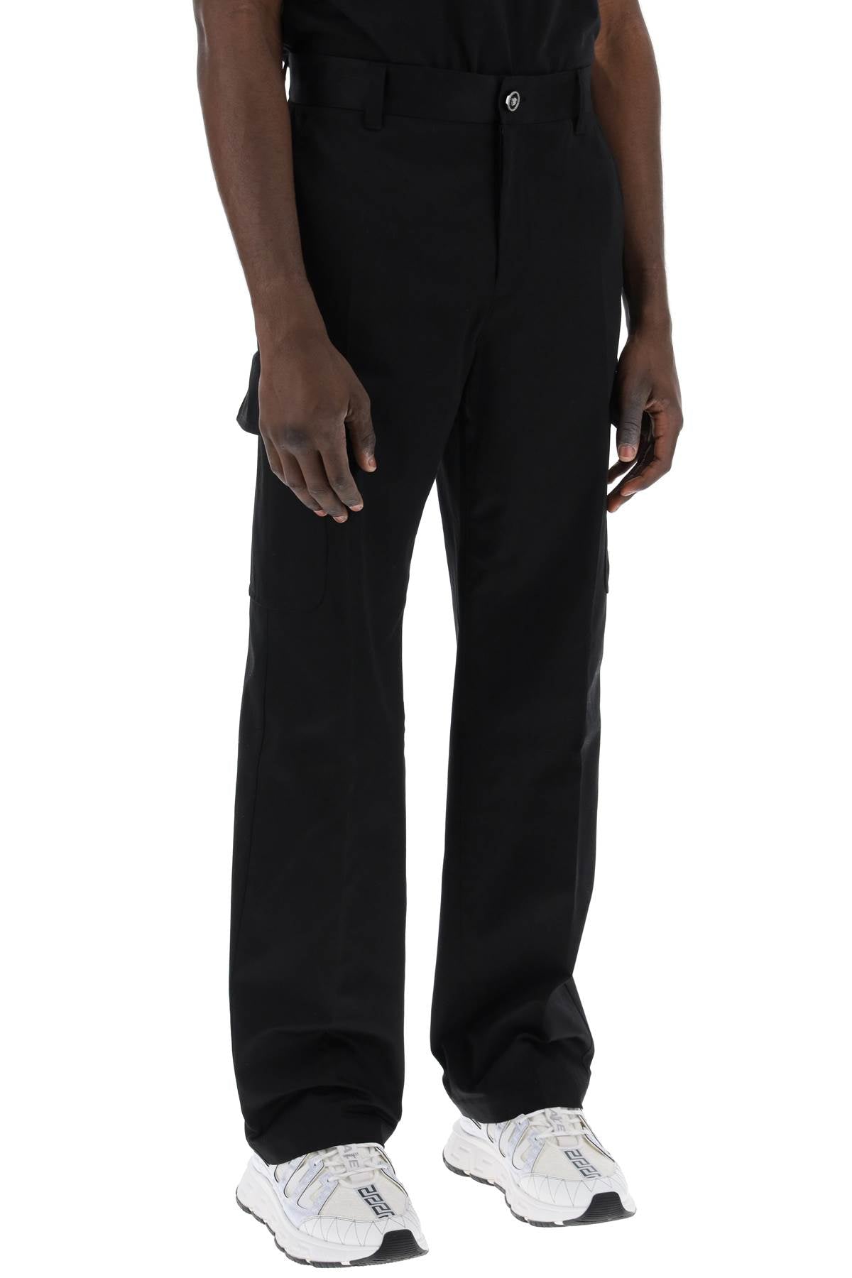 Versace cotton gabardine cargo pants in image 1