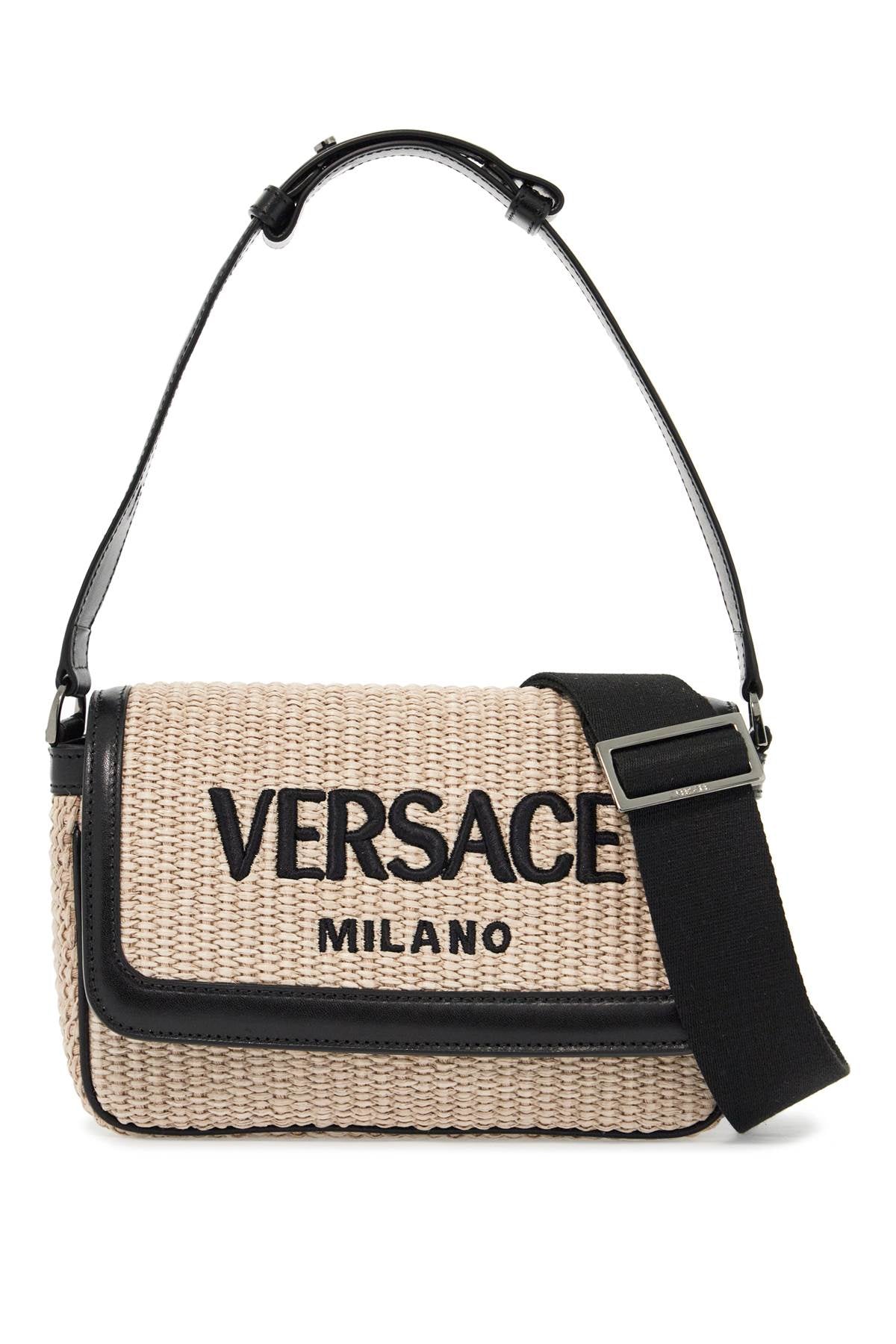 Versace Milano Raffia Shoulder Bag with Embroidered Logo image 0