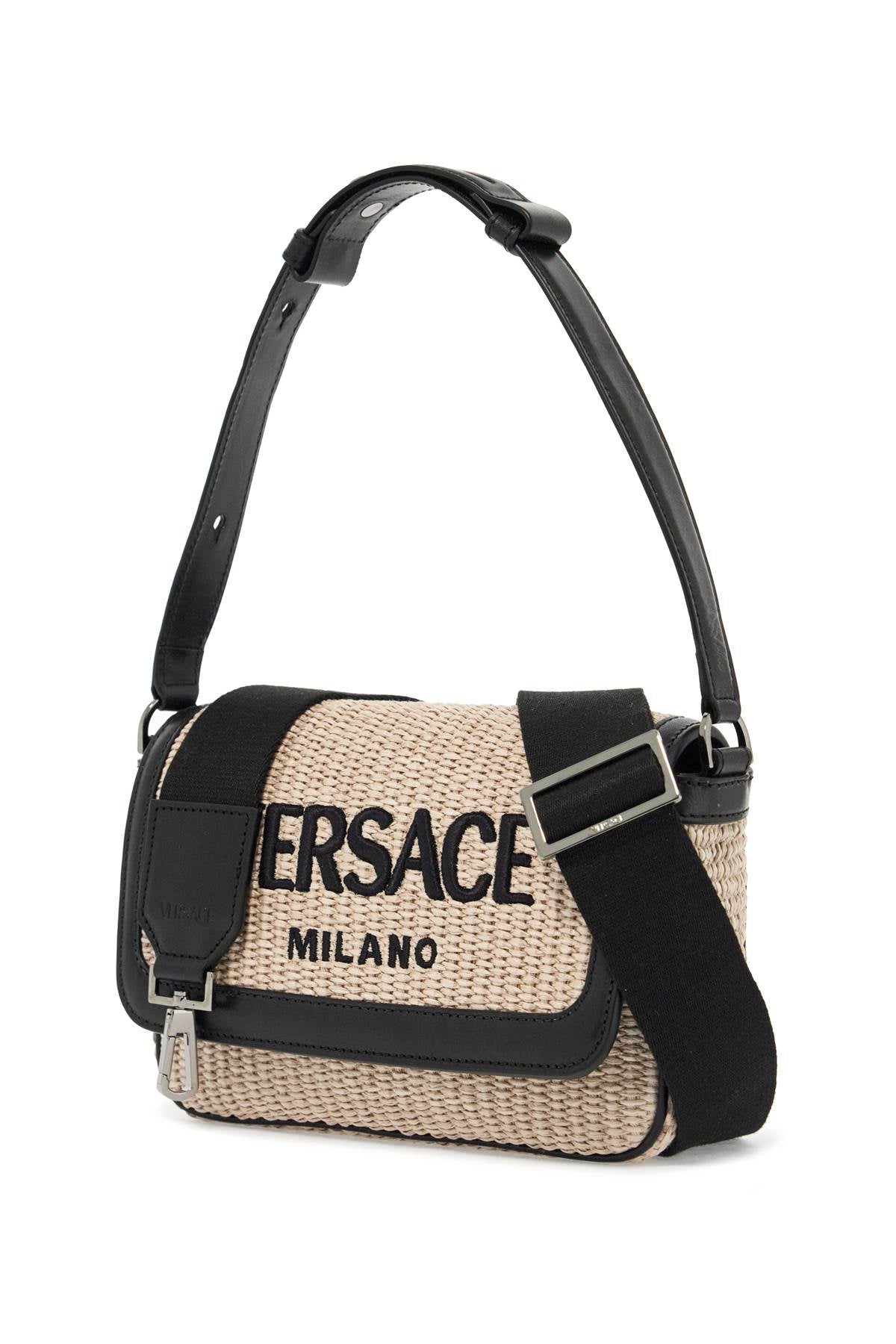 Versace Milano Raffia Shoulder Bag with Embroidered Logo image 2