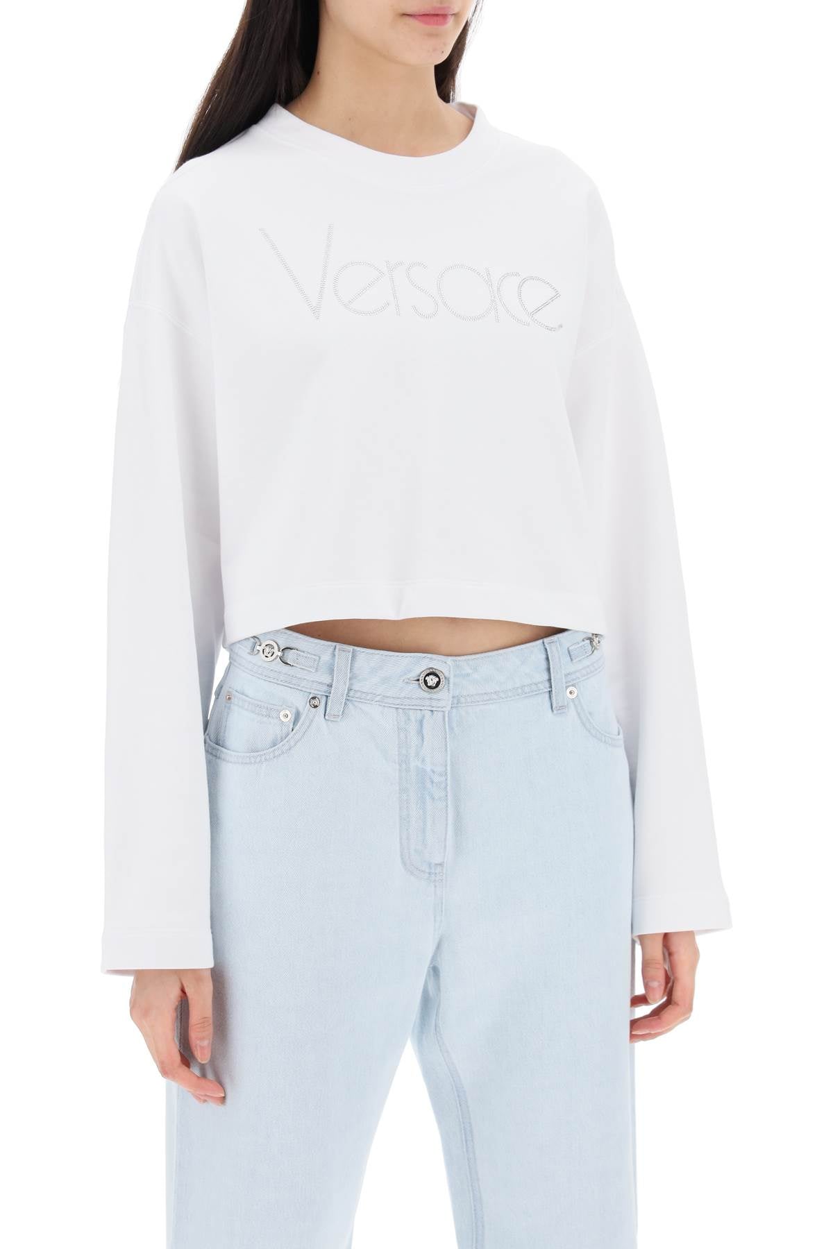 Versace "cropped sweatshirt with rhinestone image 1