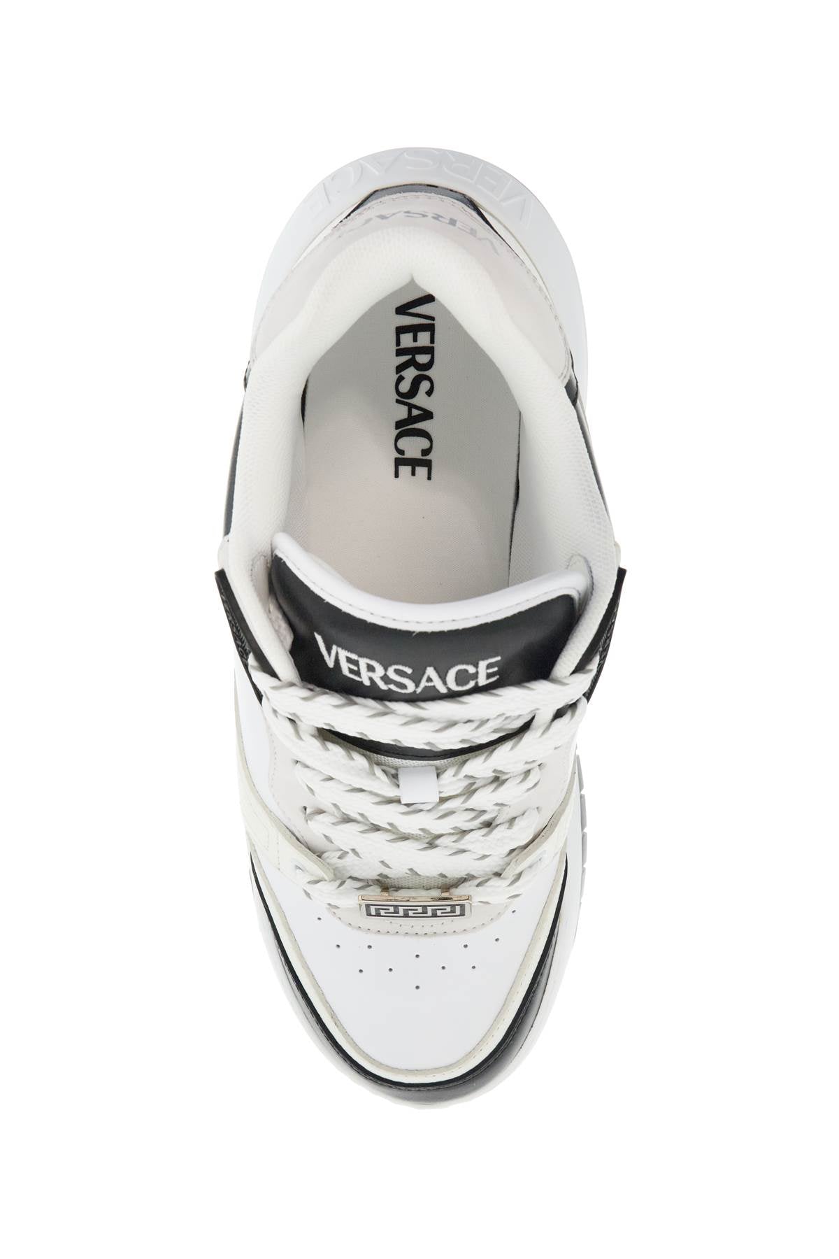 Versace Odyssey Leather Sneakers with Greek Key Detail image 1