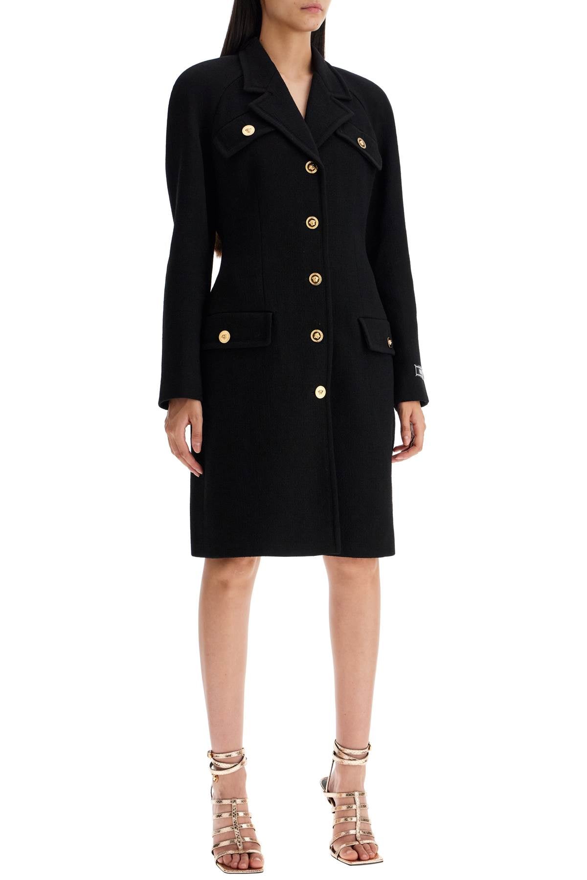 Versace Women's Raglan Crepe Coat with Medusa Buttons image 1