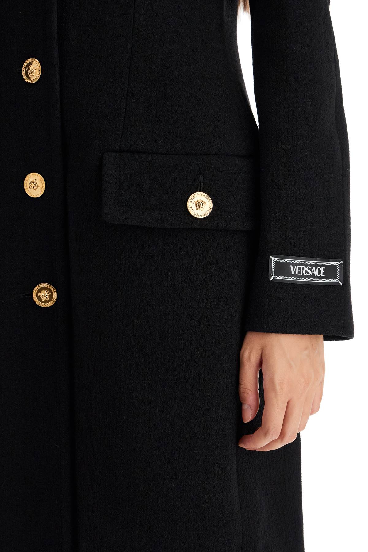 Versace Women's Raglan Crepe Coat with Medusa Buttons image 3