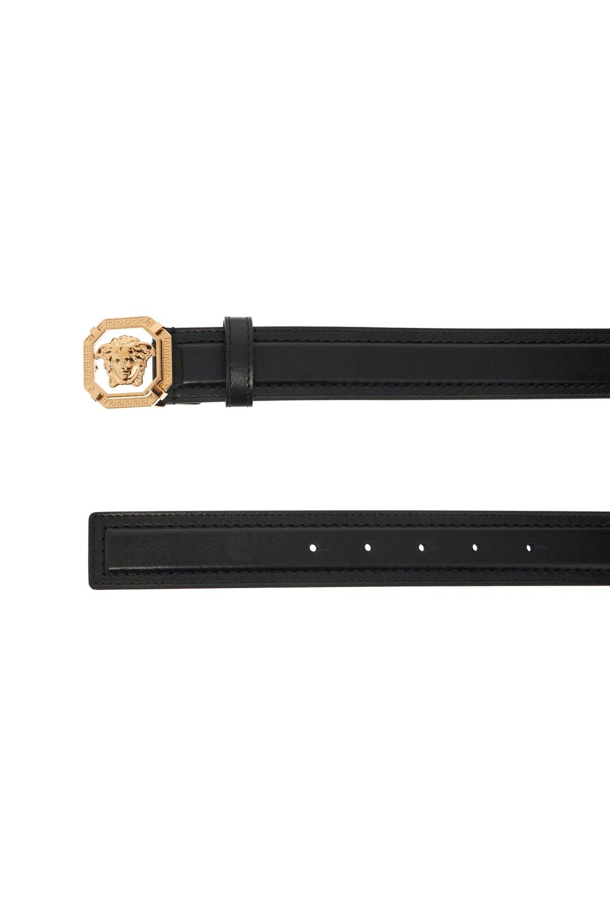 Versace Leather Medusa Belt with Greek Engraving image 1