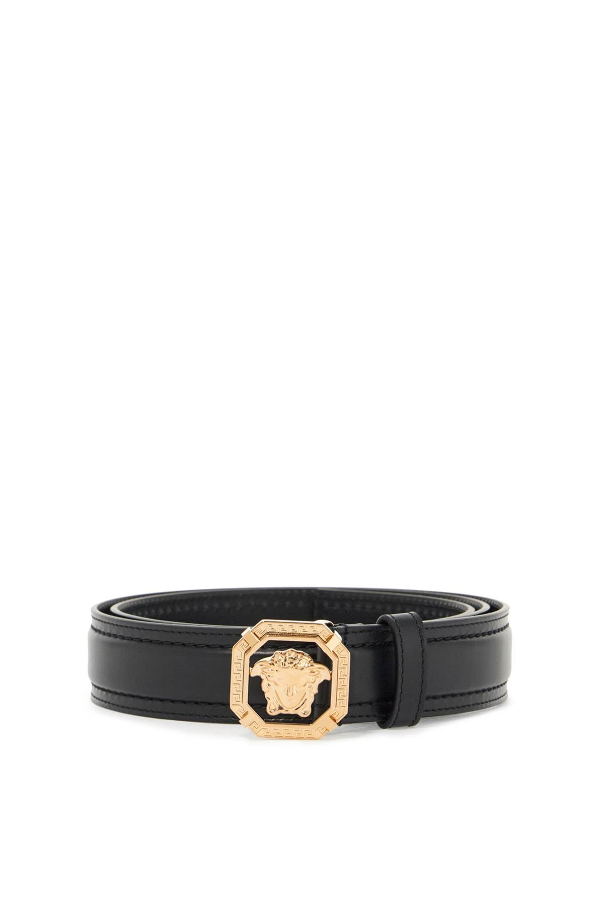 Versace Leather Medusa Belt with Greek Engraving image 0