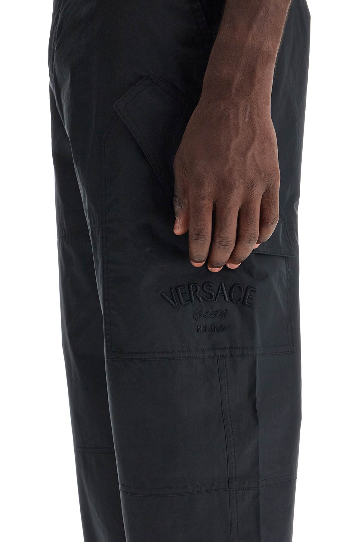 Versace Milano Embroidered Cotton Poplin Trousers image 3