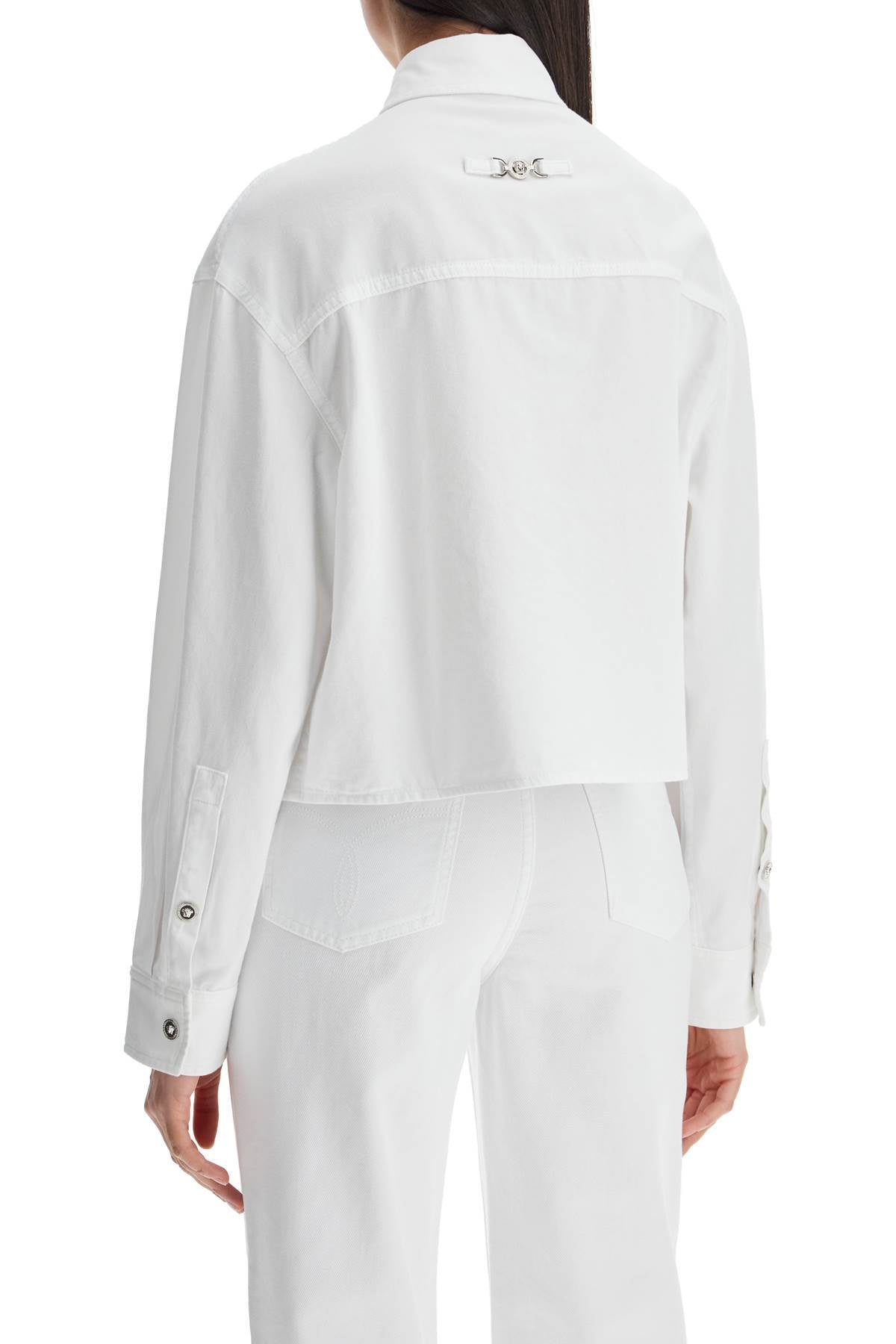 Versace Women's Boxy Cotton Shirt with Medusa Buttons image 2