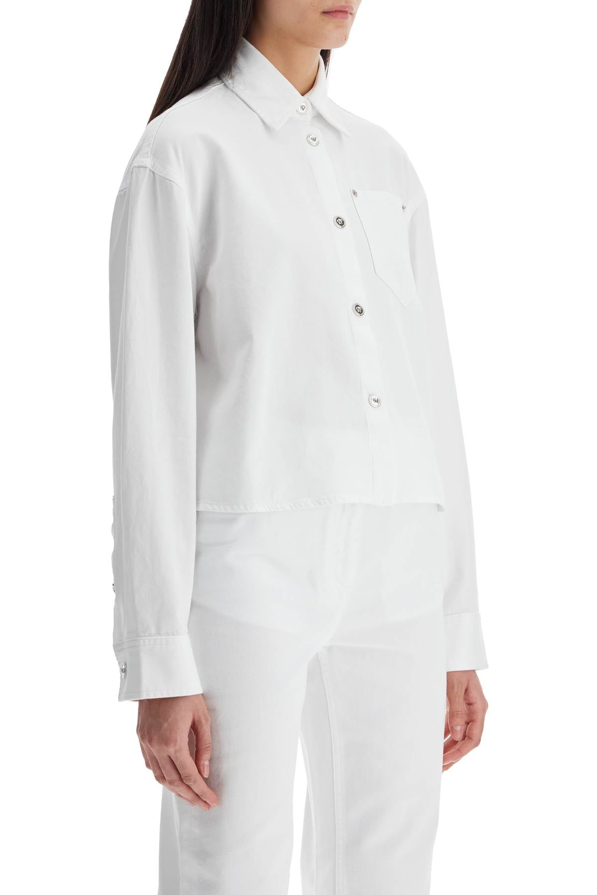 Versace Women's Boxy Cotton Shirt with Medusa Buttons image 1