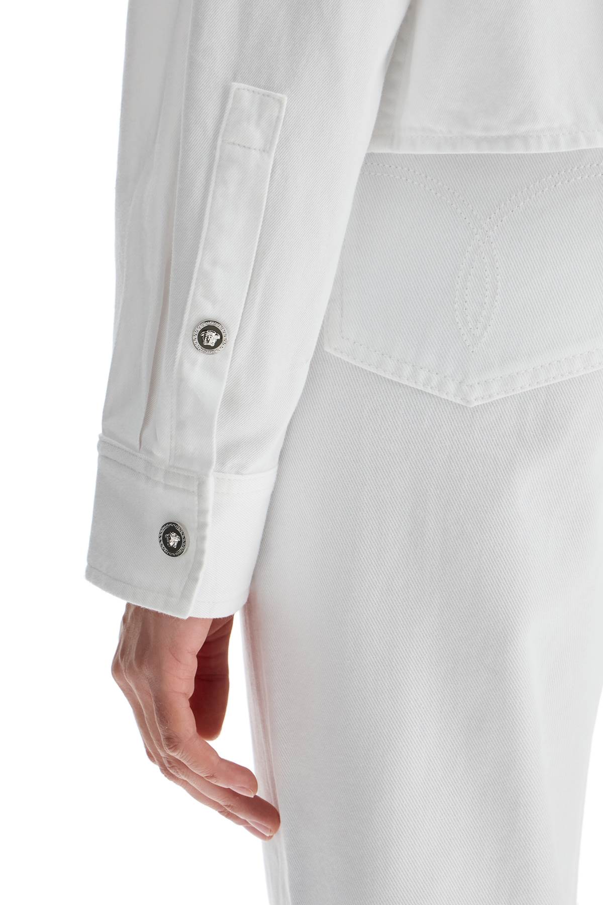 Versace Women's Boxy Cotton Shirt with Medusa Buttons image 3