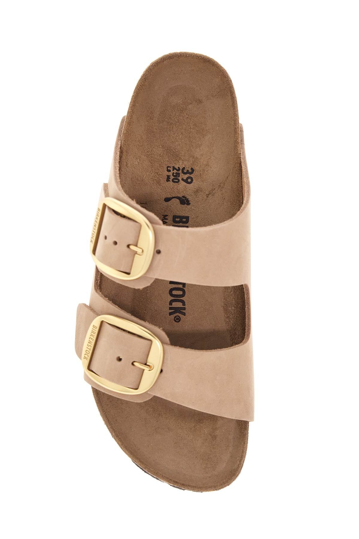 Birkenstock nubuck leather sandals sandcastle with golden buckles image 1