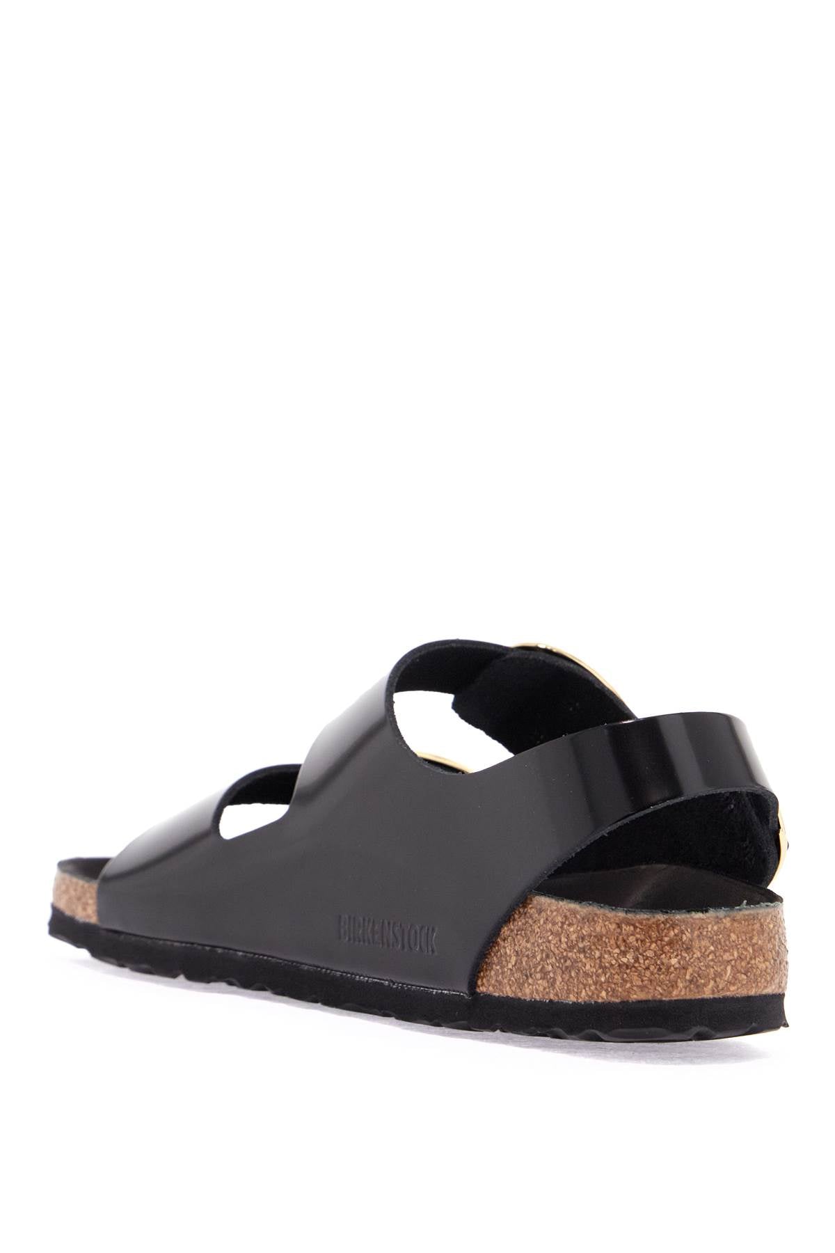 Birkenstock black leather sandals with three large buckles image 2