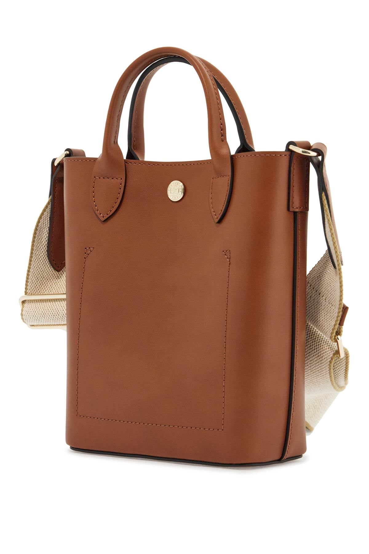 Longchamp cognac leather handbag with adjustable shoulder strap*** compact and minimalist image 1