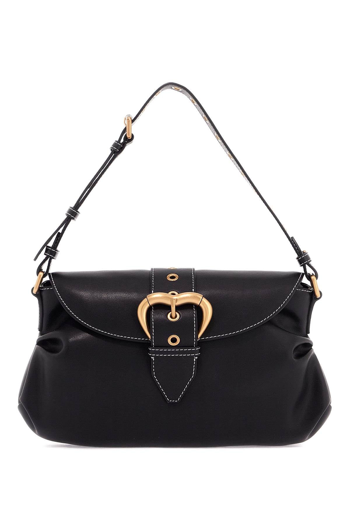 Pinko Jolene Crystal Leather Shoulder Bag with Heart Buckle image 0