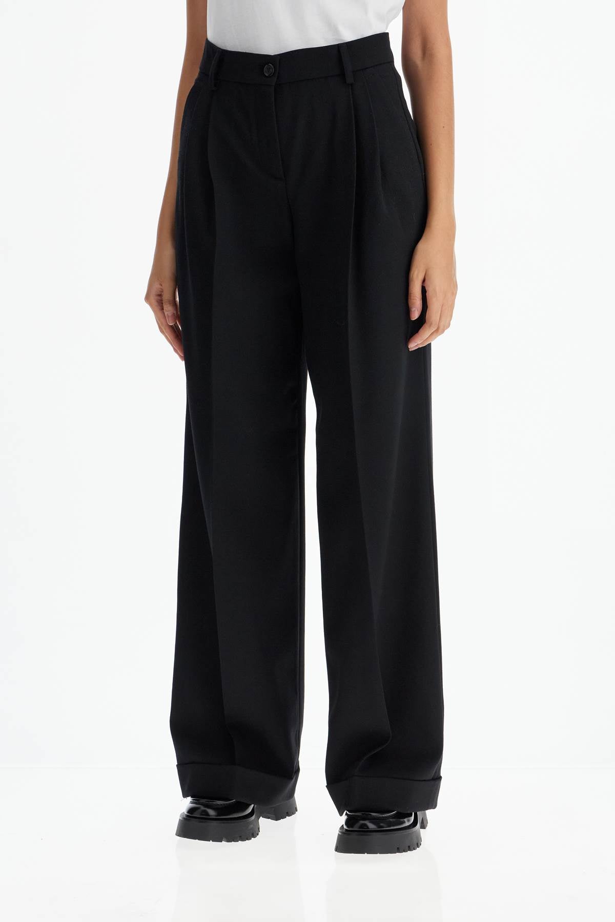 Pinko twill wide-leg trousers in pal image 3